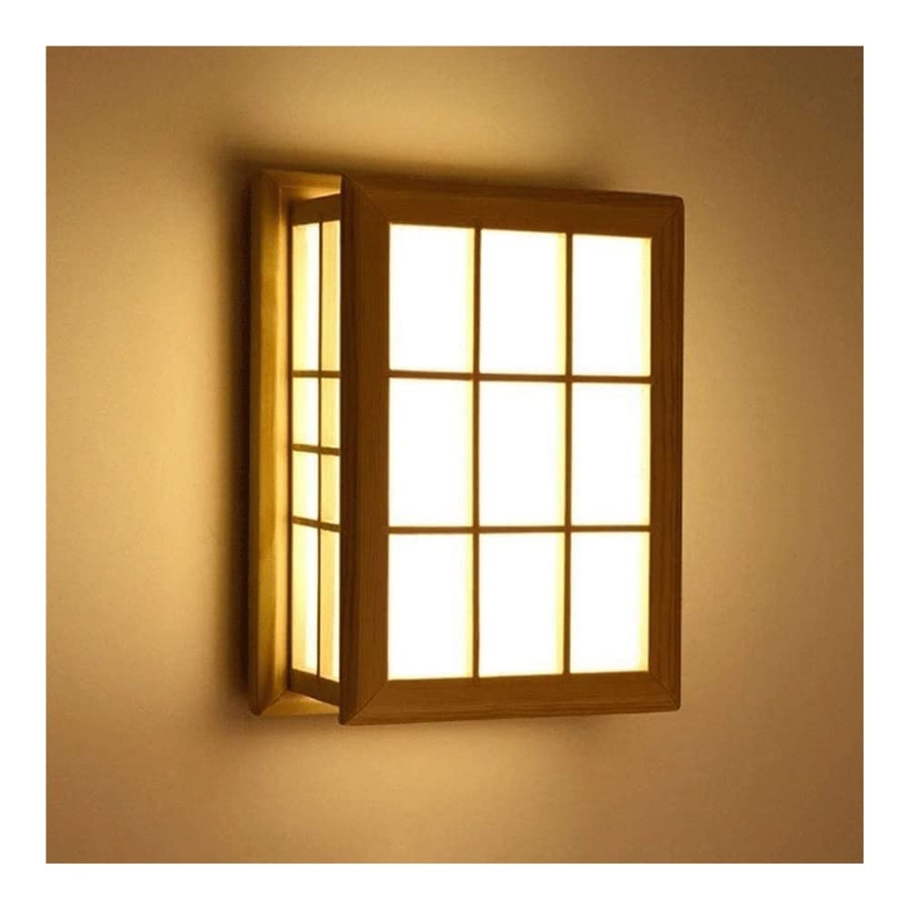 Solid Wood Wall Lamp - Japanese Retro Indoor Wall Sconce with Parchment Shade, E27 Decorative Lighting for Bedroom, Living Room, Restaurant, Hallway & Kitchen - Creates Cozy Ambiance for Relaxation and Dining