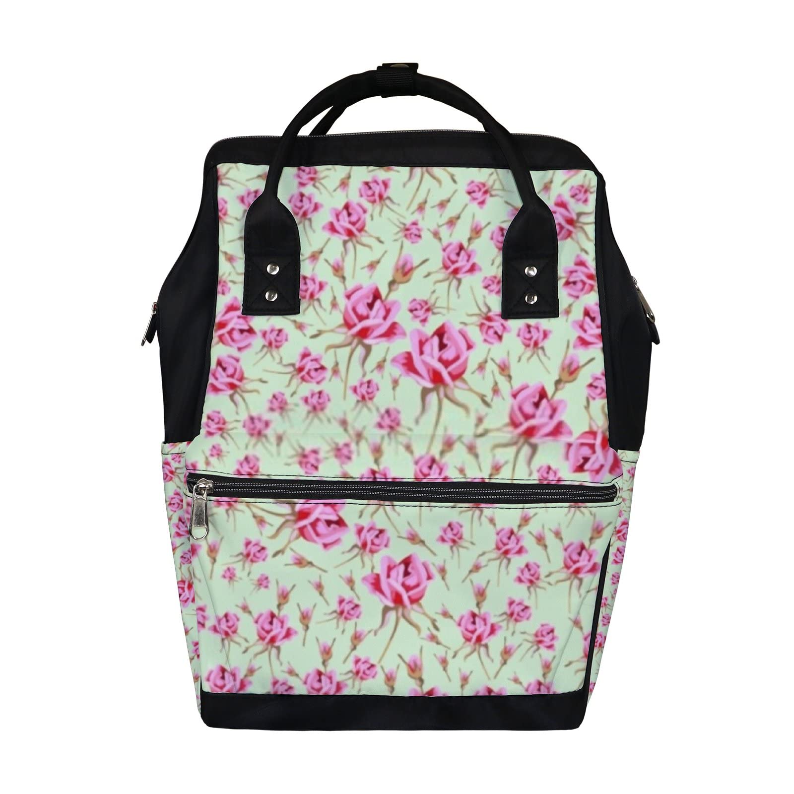 Floral Pink Diaper Backpack - Large Capacity Waterproof Baby Nappy Bag for Moms, Multifunctional Nursing & Travel Backpack | Perfect for Daycare, Hospital Visits & Family Outings