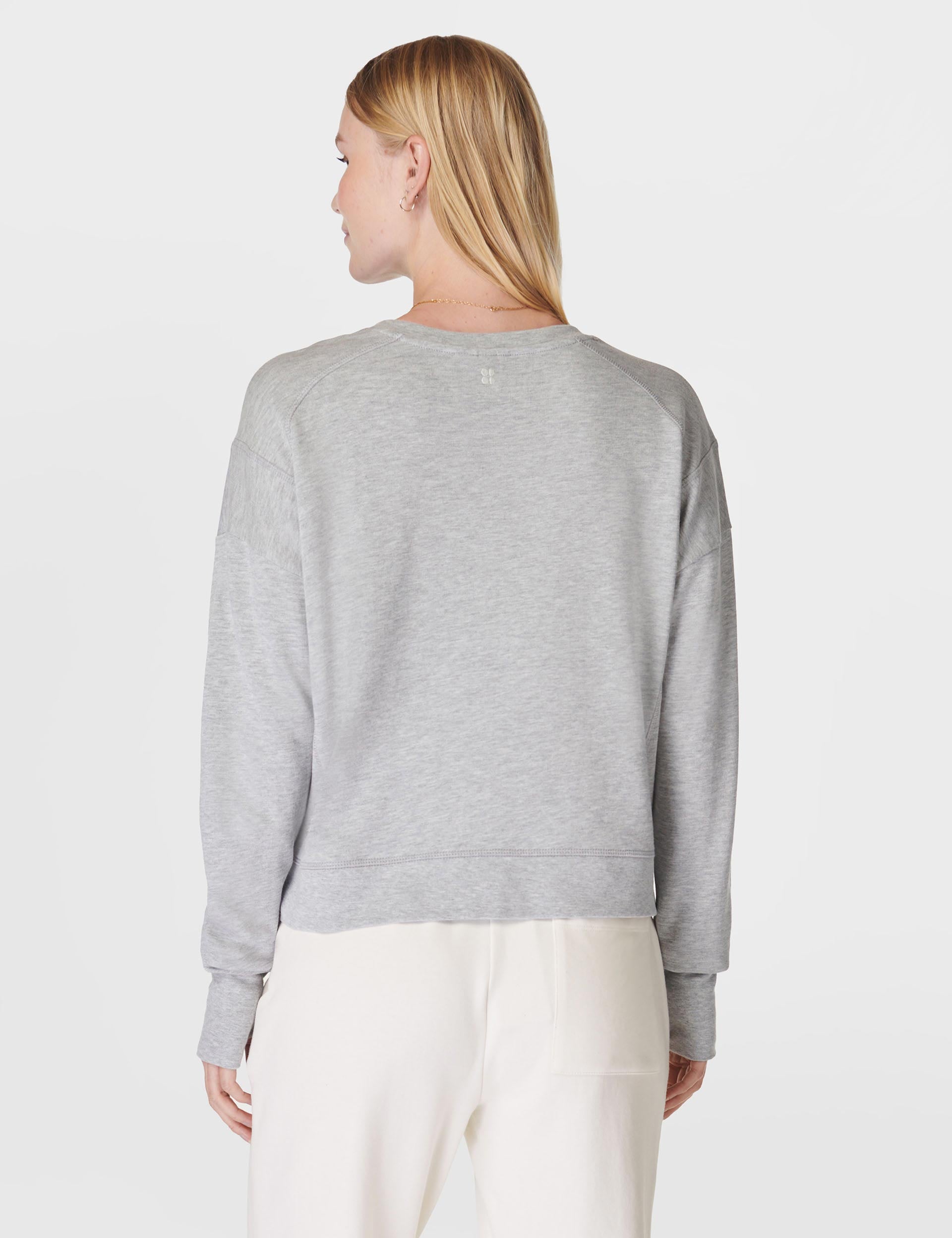 After School Crop Sweatshirt for Women - Light Grey Marl Pullover for Casual Wear, Gym, and Street Style