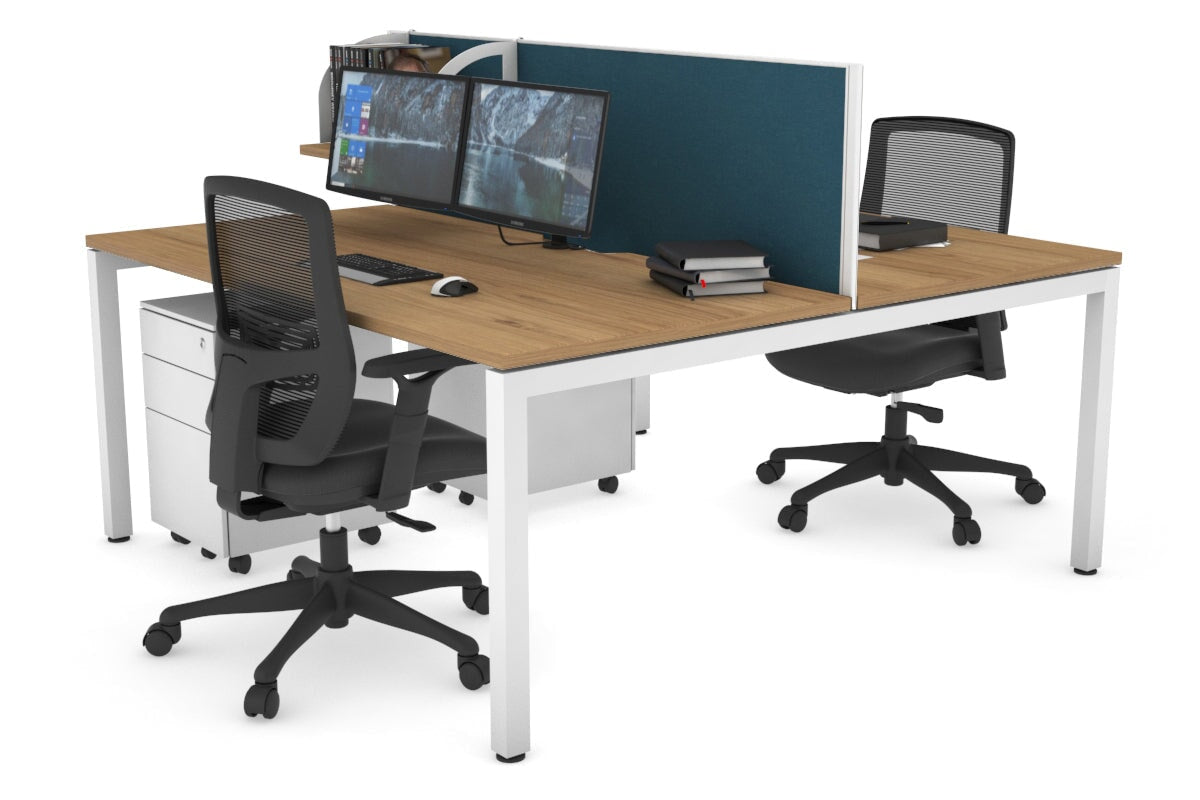 Quadro Square Legs 2-Person Office Workstation Desk - 1600L x 800W with Cable Management Scallop - Perfect for Shared Workspaces & Home Offices