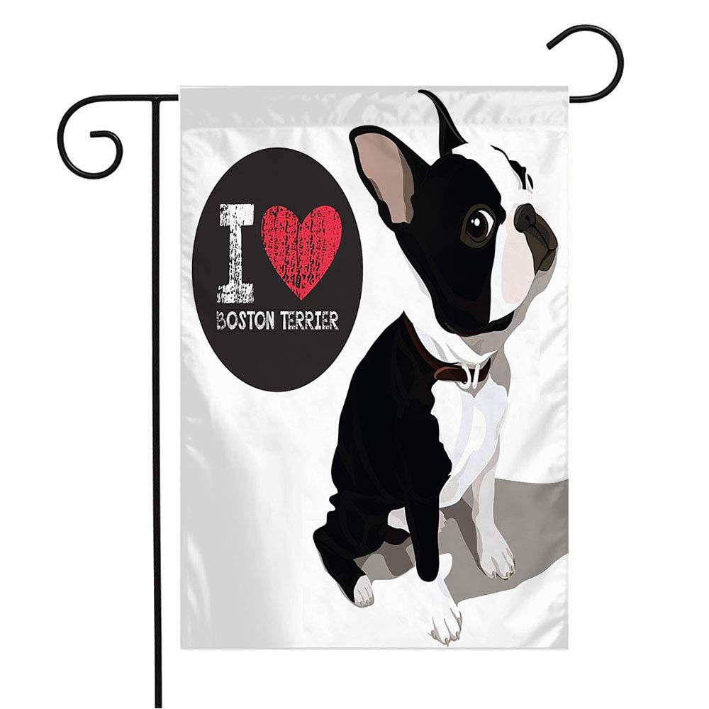 Cute Boston Terrier Puppy Garden Flag - 12x18 Inch Seasonal Pet Decor for Patio, Lawn & Outdoor Home - Perfect Dog Lover Gift for Animal Lovers & Wildlife Enthusiasts - Ideal for Spring, Summer Decorations & Housewarming Presents