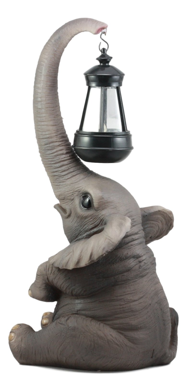 Ebros Solar LED Elephant Statue Lamp - Whimsical Safari Trunk Light for Home & Patio Decor | Perfect for Circus-Themed Parties, Garden Lighting & Animal Lover Gifts