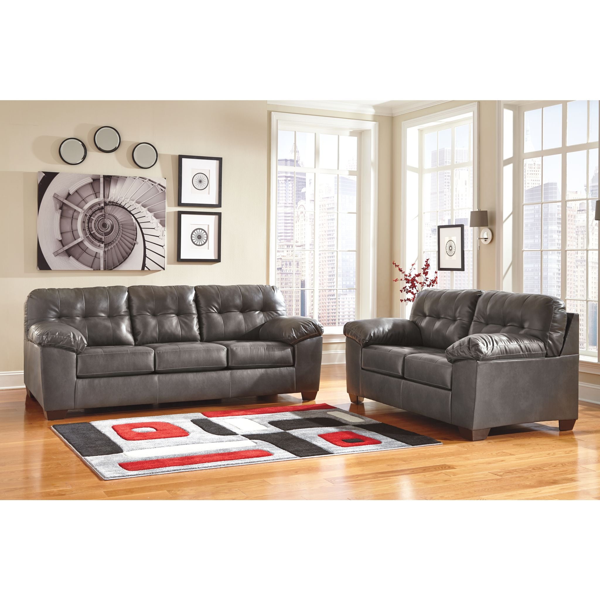Alliston Grey Sofa - Modern Comfortable Couch for Living Room, Lounge & Home Theater - Soft Fabric Upholstery with Sturdy Frame