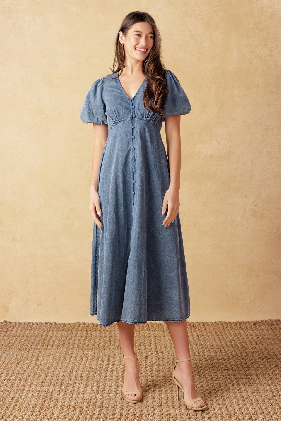 Forever Mine Lightweight Denim Midi Dress for Women - Casual Summer Outfit, Beach Wear & Boho Style Fashion