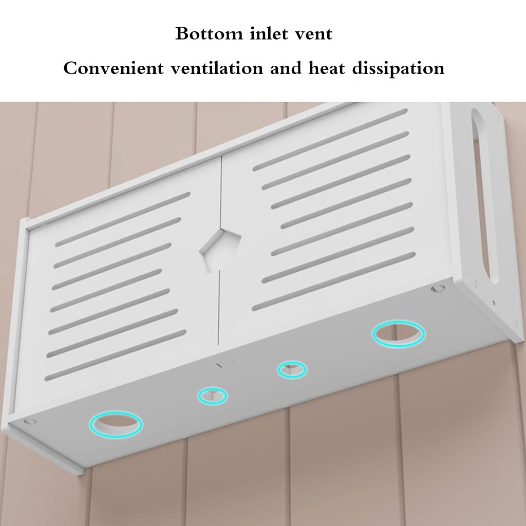 Wall Mount Shelf with Cable Organizer - WiFi Storage Box for Home & Office (48×11.5×24cm)