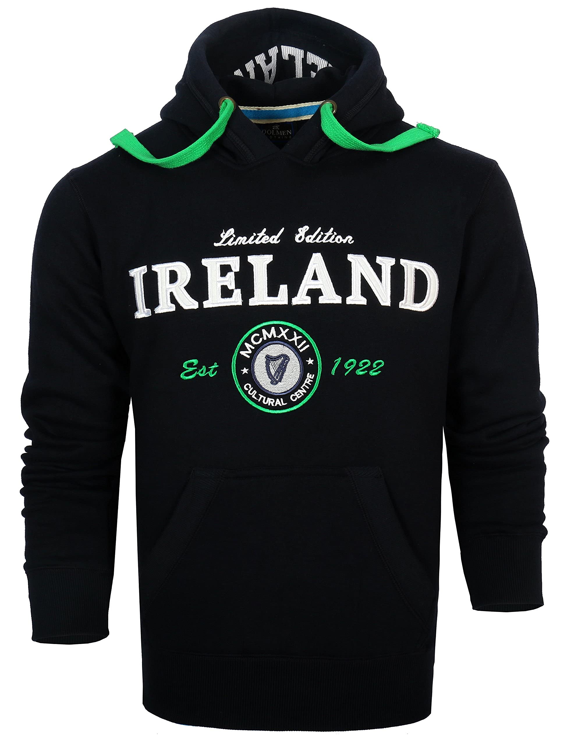 Malham Ireland Limited Edition Navy Hoodie with Harp Crest - Premium Zip Up Sweatshirt for Men & Women - Cozy Winter Wear for Outdoor Activities & Casual Fashion