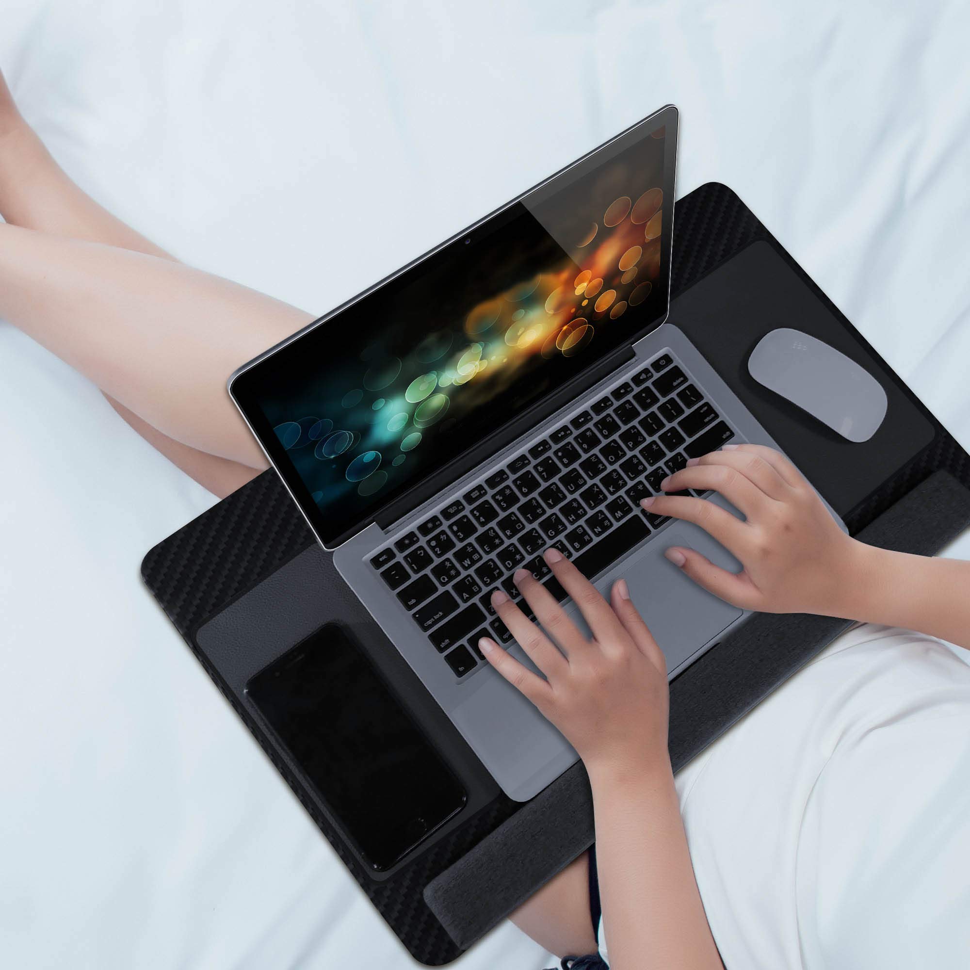 **Kavalan Portable Laptop Lap Desk for Couch & Bed - Ergonomic Lapdesk with Pillow Cushion, Handle, Phone Slot & Mousepad - Fits 17.3