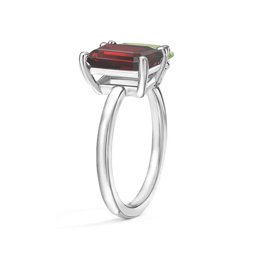 Personalized Garnet Birthstone Ring for Couples - Custom Toi et Moi Anniversary Ring for Her - Romantic Gift for Valentine's Day, Engagement or Wedding Anniversary (Perfect for February Birthdays)