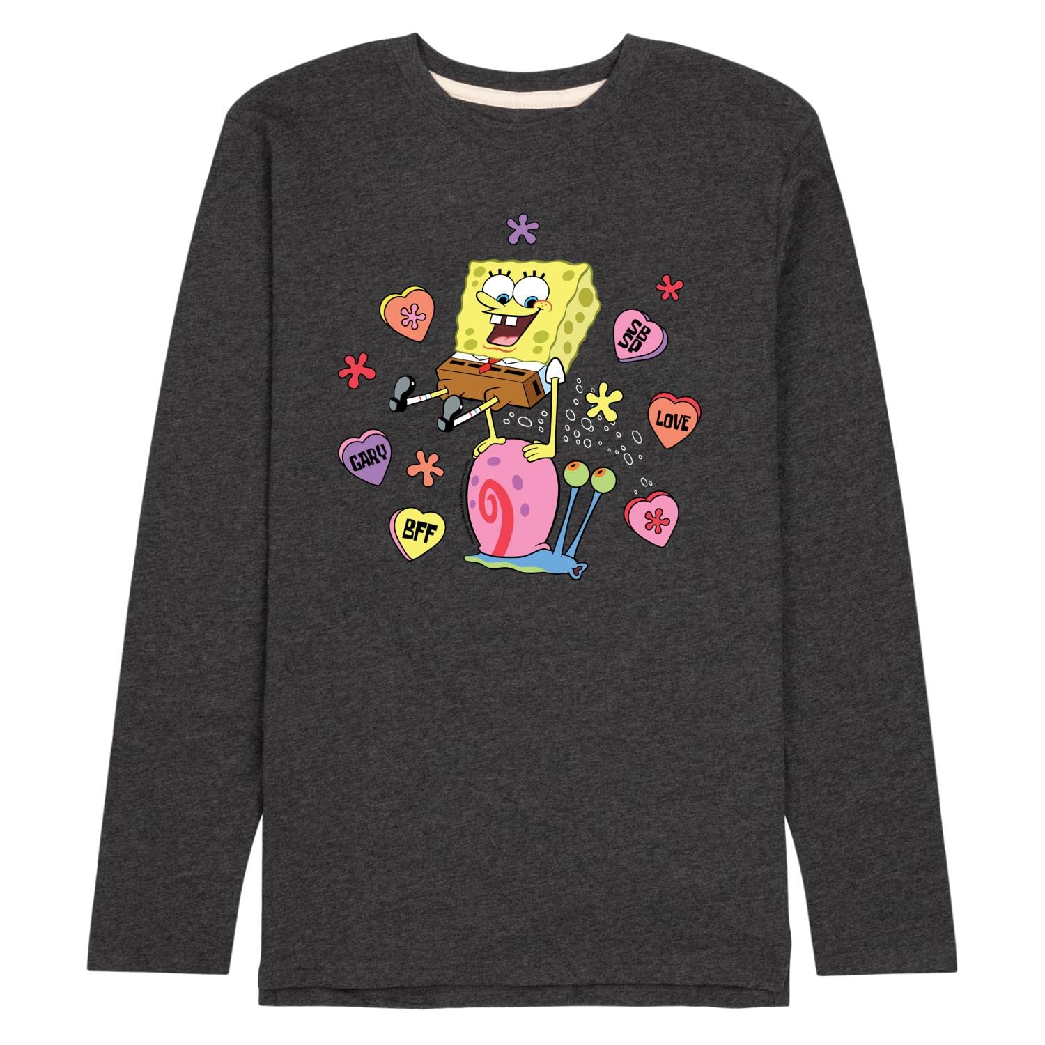 Spongebob Squarepants Valentine's Day Men's Long Sleeve Jersey T-Shirt - Funny Cartoon Graphic Tee for Casual Wear & Gift Giving