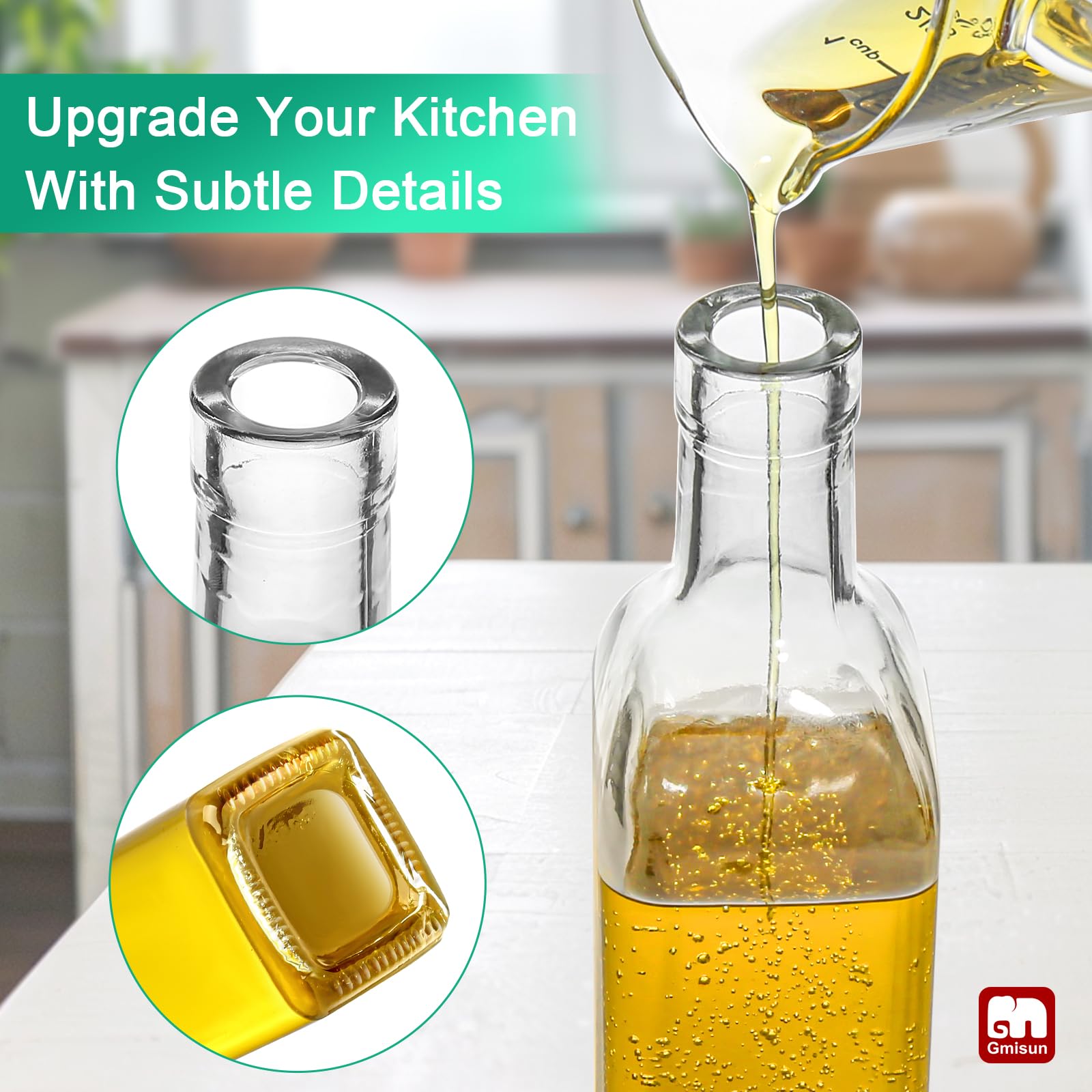 Premium Glass Oil Dispenser Bottle for Kitchen - Olive Oil & Vinegar Pourer with Spout - 1 Pack - Perfect for Cooking, Salad Dressing & Baking
