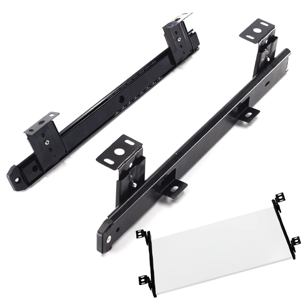 Heavy Duty Under Desk Keyboard Slide Rails with Ball Bearings - Black Computer Desk Extension Tray for Ergonomic Workspace Setup | Perfect for Home Office, Gaming & Workstations