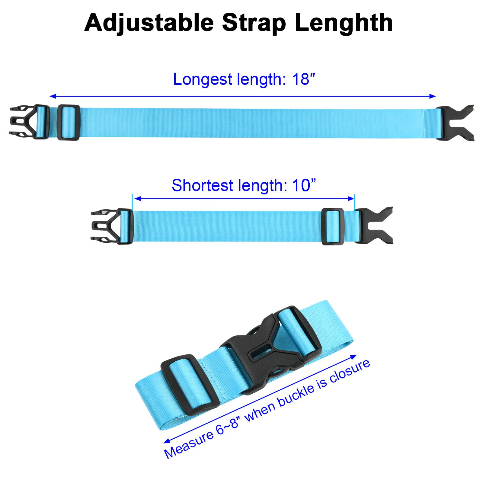 Cosmos Premium Nylon Add-A-Bag Travel Luggage Strap with Quick Release Buckle - Light Blue | Secure Carry-On, Suitcase, Backpack Attachment for Airplane, Train & Road Trips