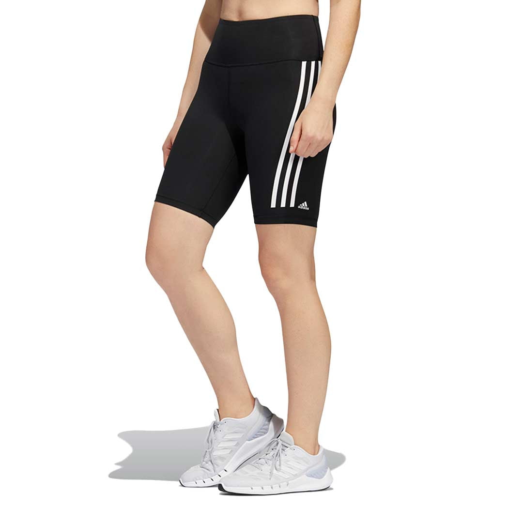 Adidas Women's Optime Trainicons 3 Stripes Biker Shorts - High Waist Workout Shorts for Running, Yoga & Gym - Comfortable Athletic Shorts for Women (H64228)