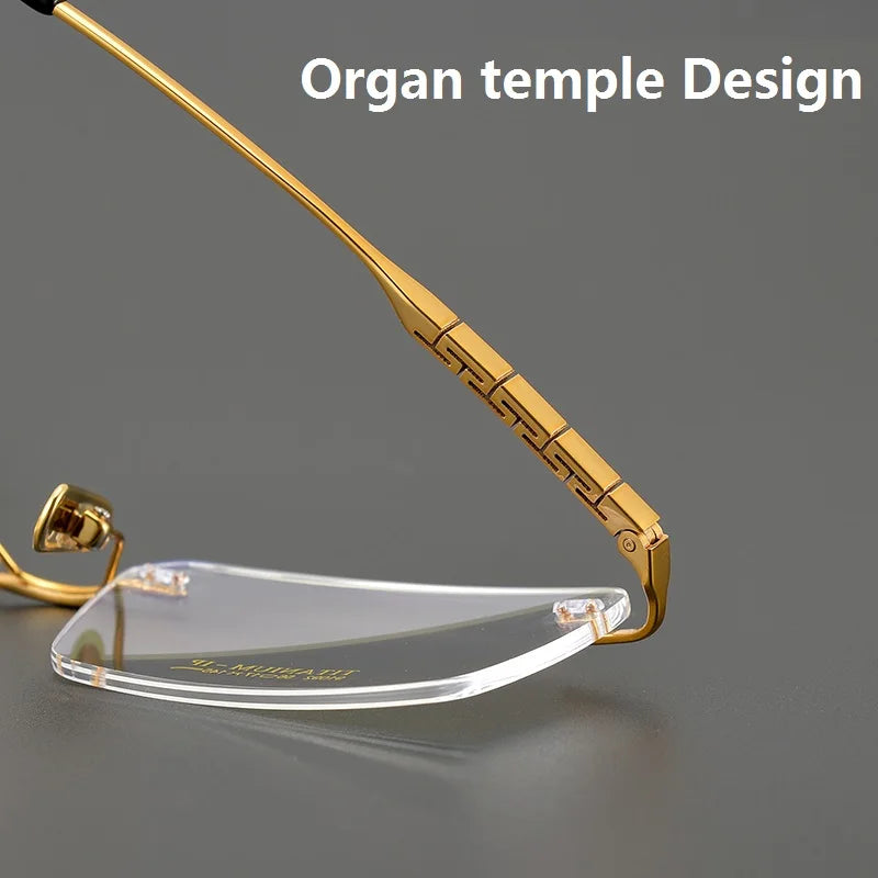 Unisex Rimless Square Titanium Eyeglasses 91092 - Lightweight Durable Frame for Work, Reading & Fashion