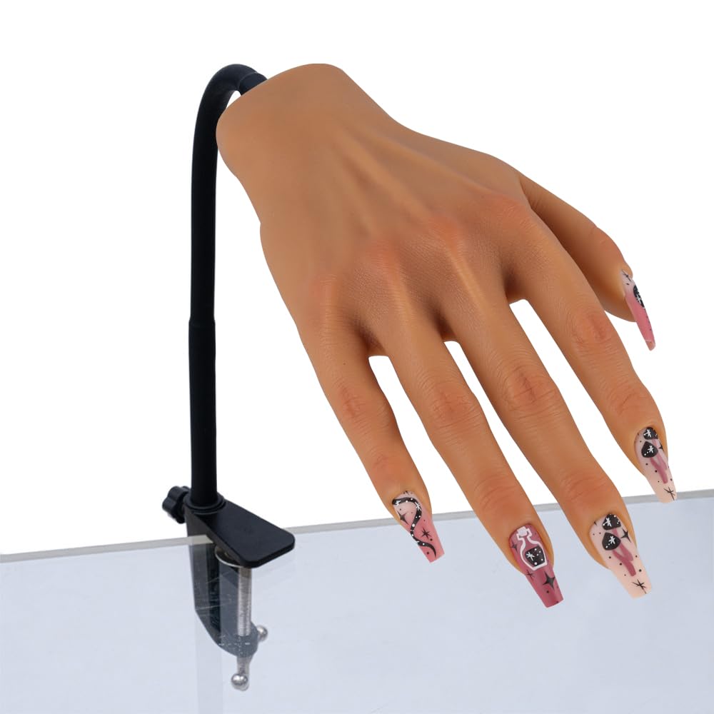 Professional Silicone Practice Hand for Acrylic Nails - Adjustable Mannequin Hand for Nail Art Training, Perfect for DIY Beginners & Salon Artists - Ideal for Home Practice, Nail School & Professional Development