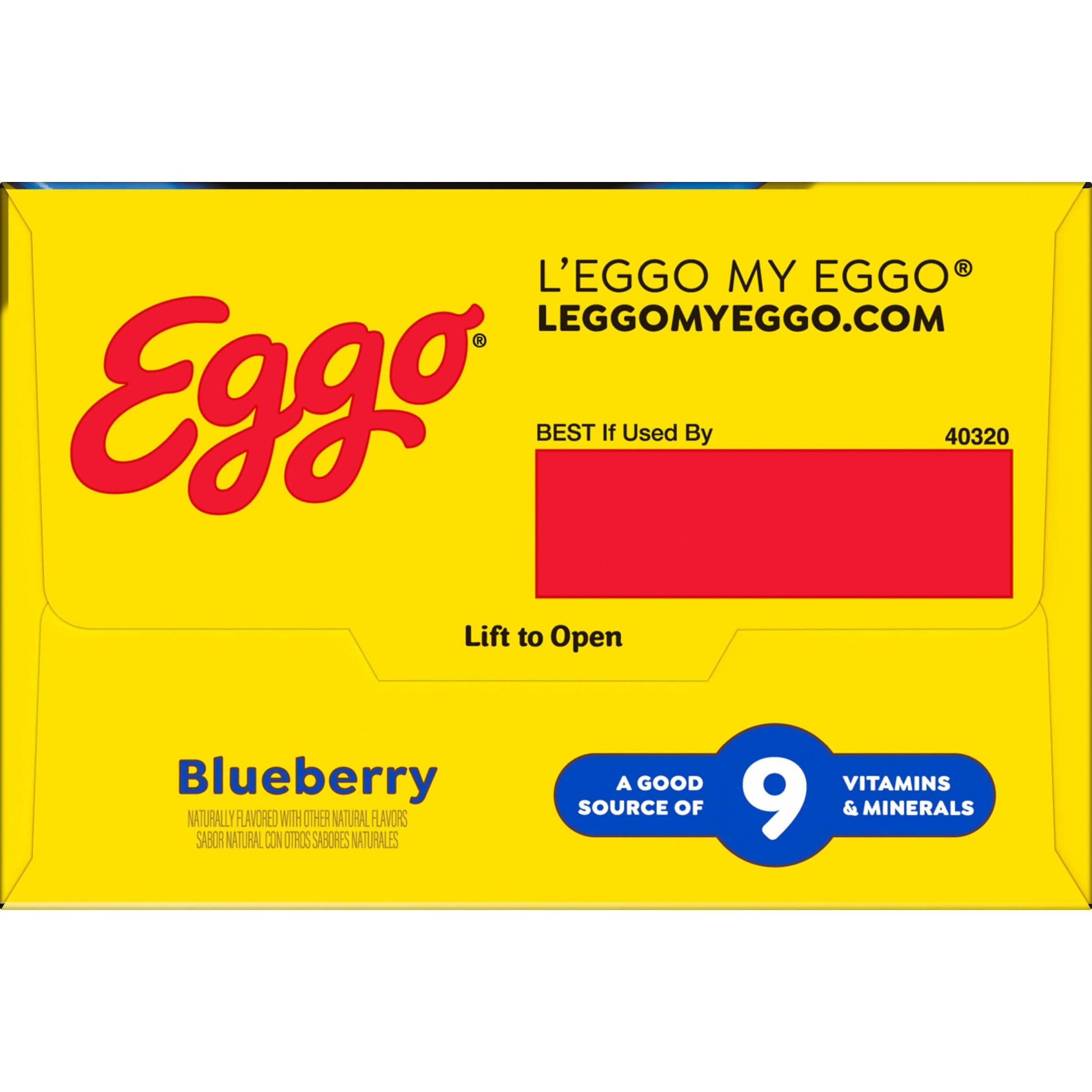 Eggo Frozen Waffles - Blueberry Flavored Breakfast Food, 12.3oz Box (10 Waffles) - Quick & Easy Morning Meal for Busy Families, Kids School Breakfast, or Weekend Brunch