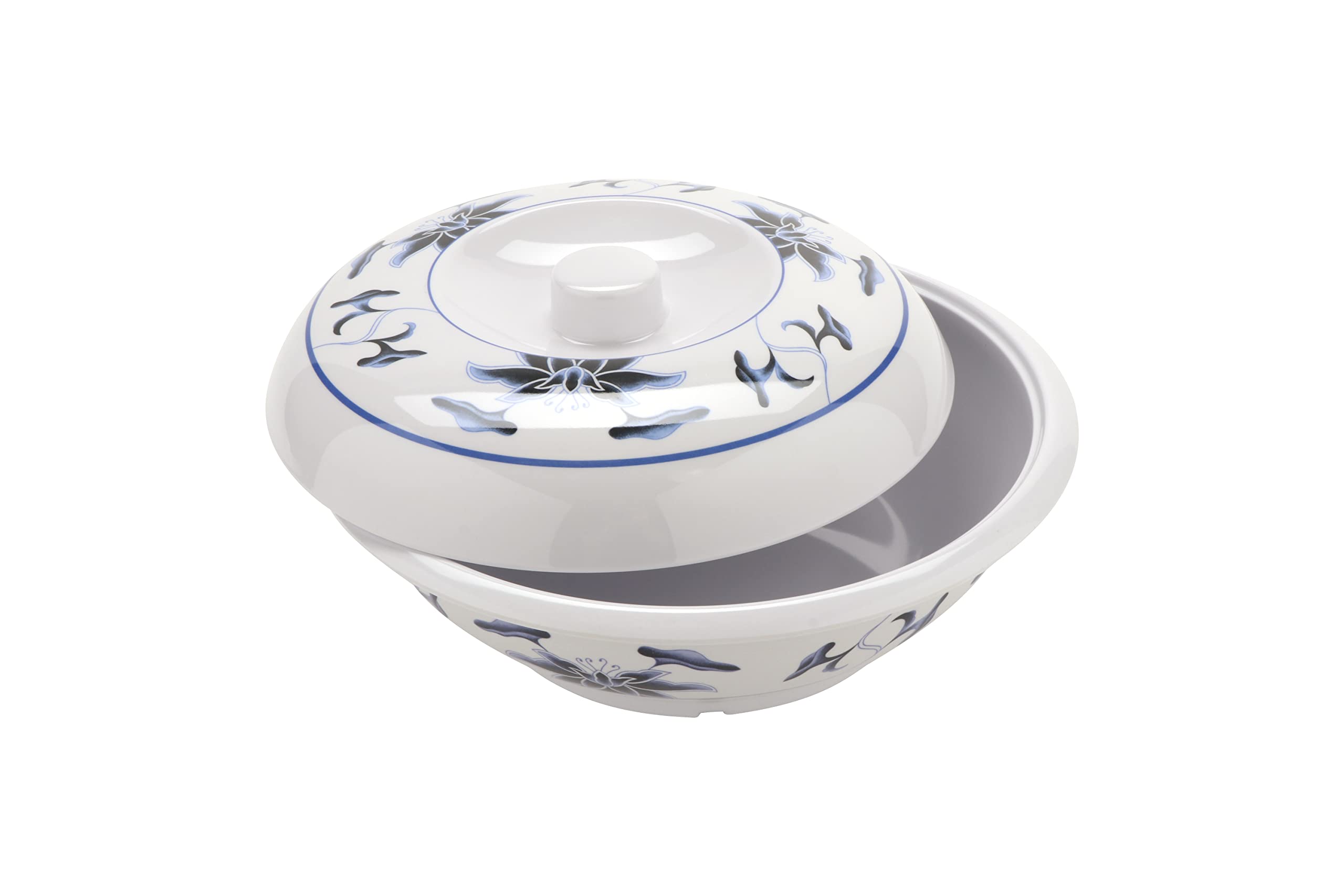 G.E.T. KT-050-B Melamine Bowls with Lids - 12-Pack White 70oz 10-inch Water Lily Collection - Perfect for Parties, Picnics & Food Storage