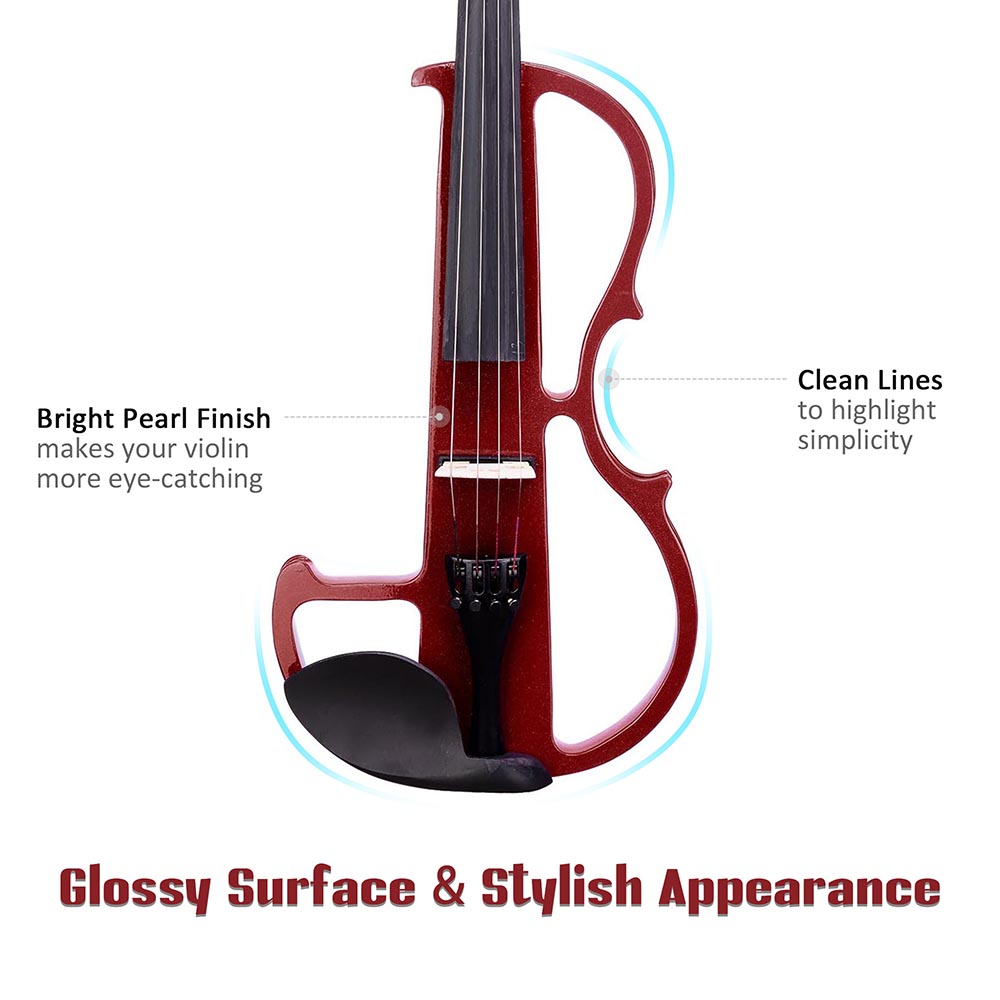 Professional Full Size Electric Violin Kit with Bow, Headphones, Case & Rosin - Perfect for Beginners, Practice, Performances & Silent Playing at Home
