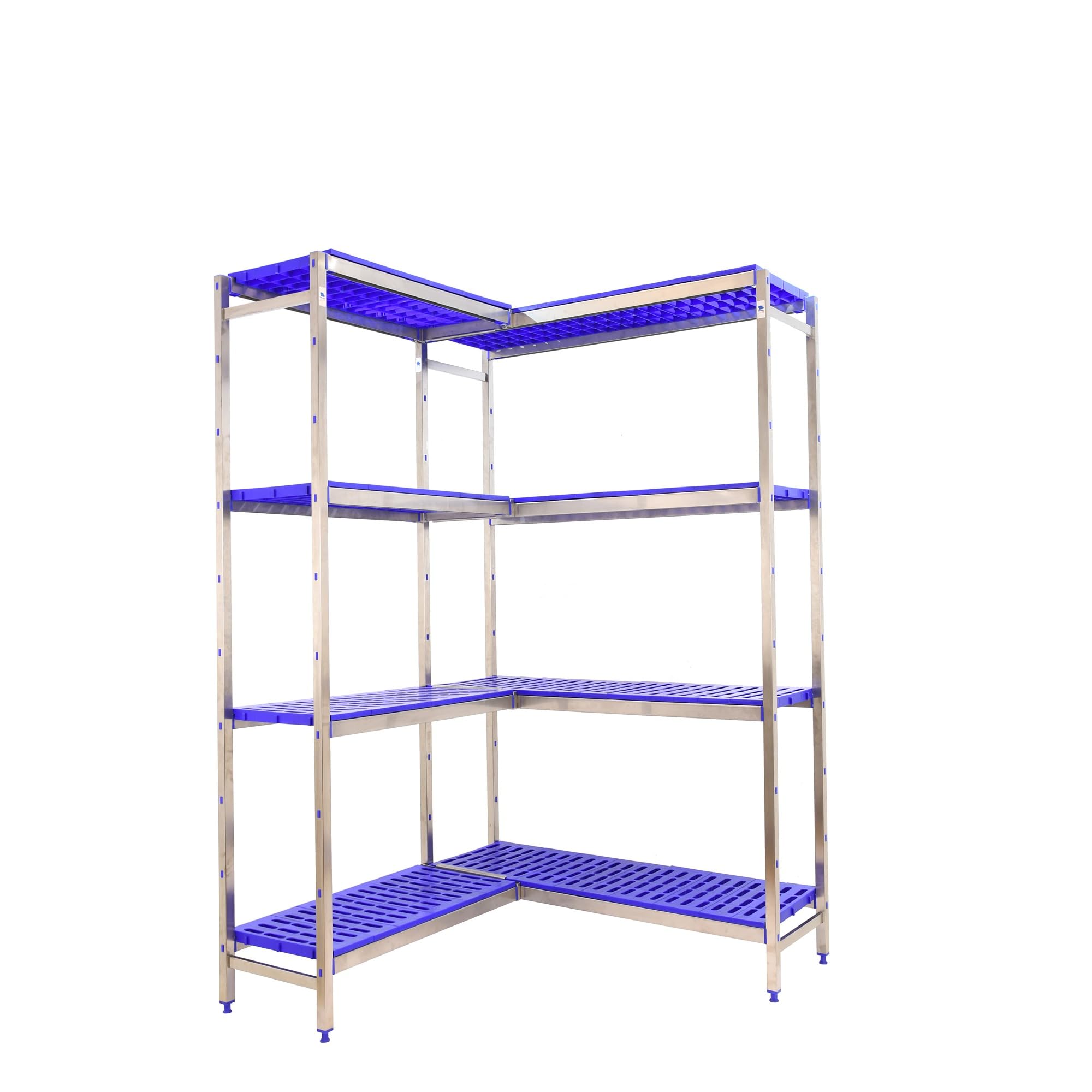 Stainless Steel Corner Shelf - Simoninox, 1600x1260x400mm, 180kg Capacity, 4 Shelves for Kitchen & Industrial Use