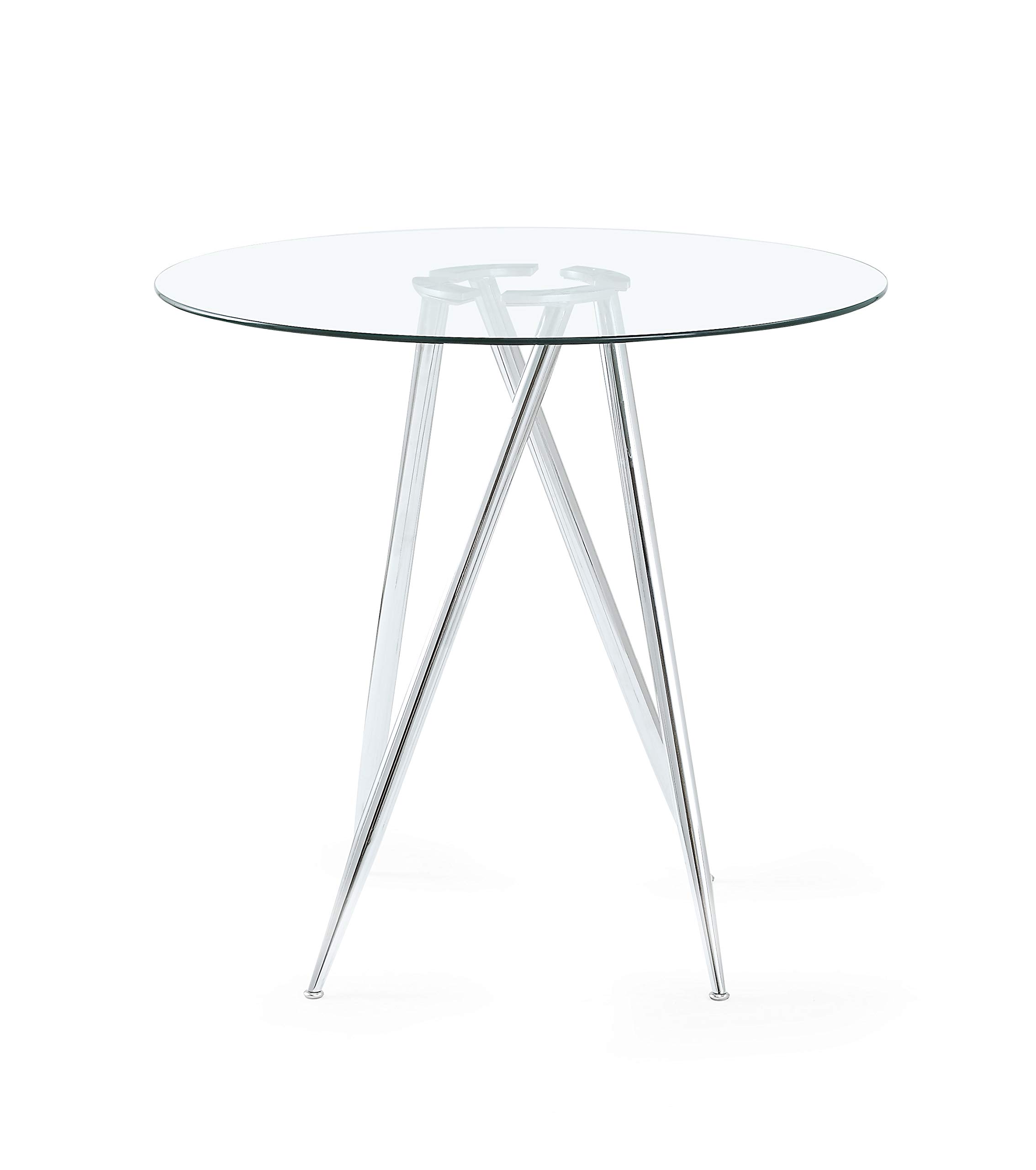 Modern Glass Bar Table with Chrome Legs - Stylish & Durable Counter Height Table for Kitchen, Dining Room or Home Bar - Global Furniture USA