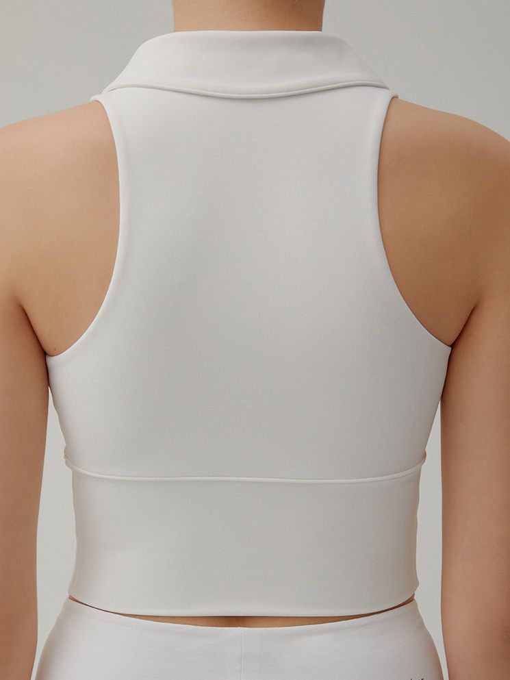 ZASUWA Women's Stand Up Collar Quick Dry Tank Top with Chest Pads - Breathable Workout Shirt for Yoga, Running & Gym