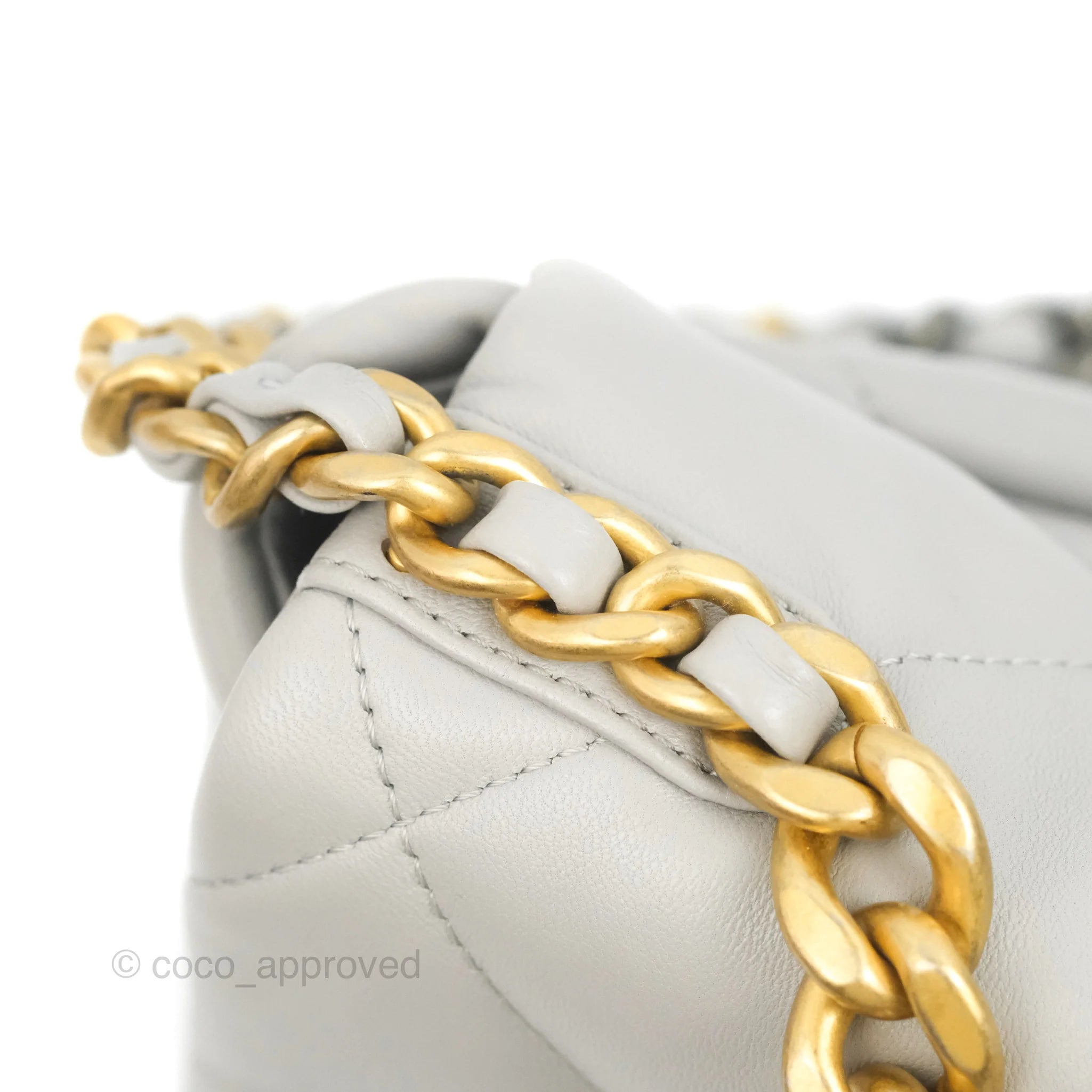 Chanel 19 Small Grey Lambskin Leather Bag with Mixed Gold & Silver Hardware - Perfect for Everyday Luxury & Evening Events