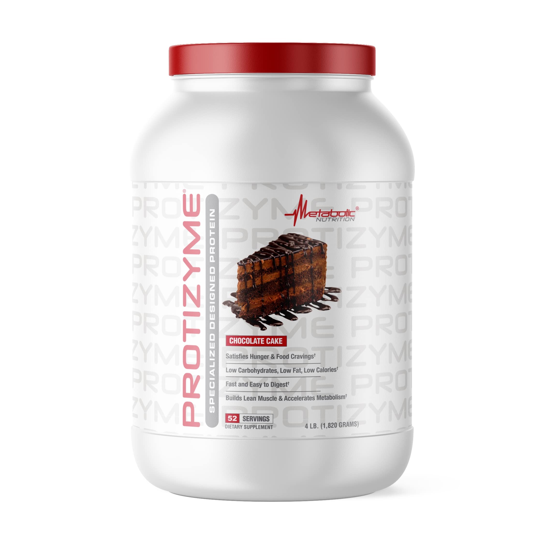 Metabolic Nutrition Protizyme 100% Whey Protein Powder - High Protein, Low Carb, Low Fat with Digestive Enzymes & 24 Vitamins - 4lb (52 Servings) for Muscle Recovery, Weight Loss & Post-Workout Nutrition
