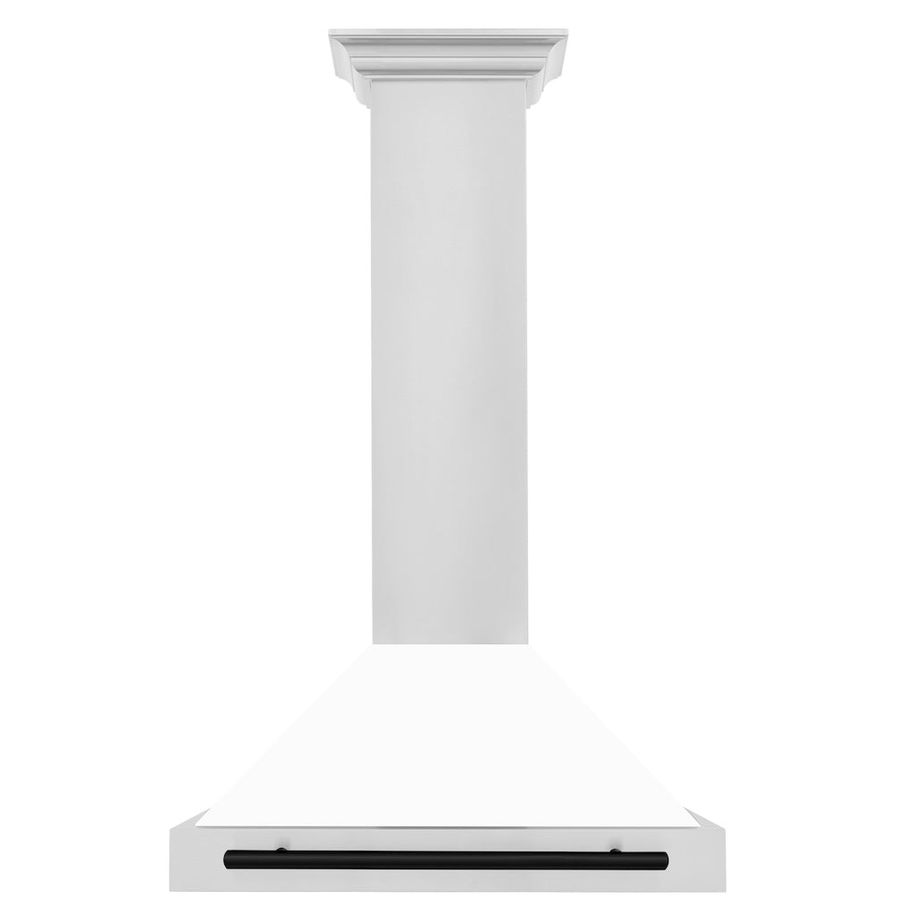 ZLINE KB4STZ WM MB Autograph Edition Convertible Stainless Steel Range Hood - White Matte Shell with Matte Black Accents | Professional Kitchen Ventilation for Modern Homes