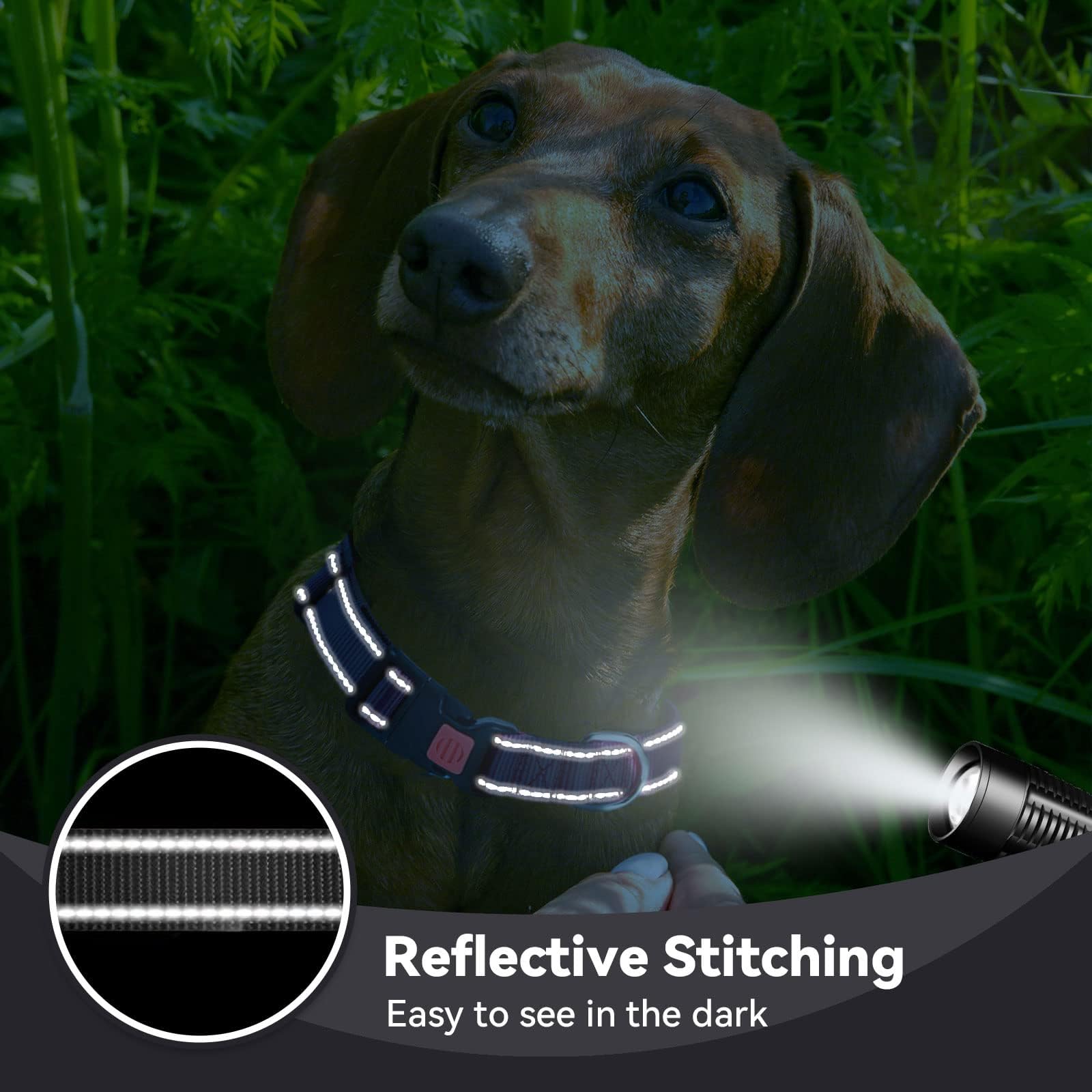Reflective Adjustable Dog Collar - Ultra Soft Breathable Neoprene Pet Collar with Quick Release Buckle for Small Medium Large Dogs - Perfect for Night Walks, Jogging & Outdoor Adventures