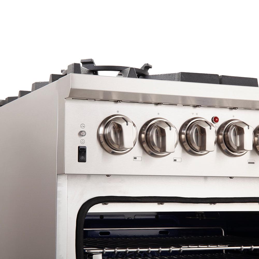 Forno Capriasca 30-inch 4.32 cu. ft. Professional Stainless Steel Gas Range with 4-Burner Stove & Gas Oven (Model FFSGS6260) - Perfect for Home Kitchens & Commercial Cooking