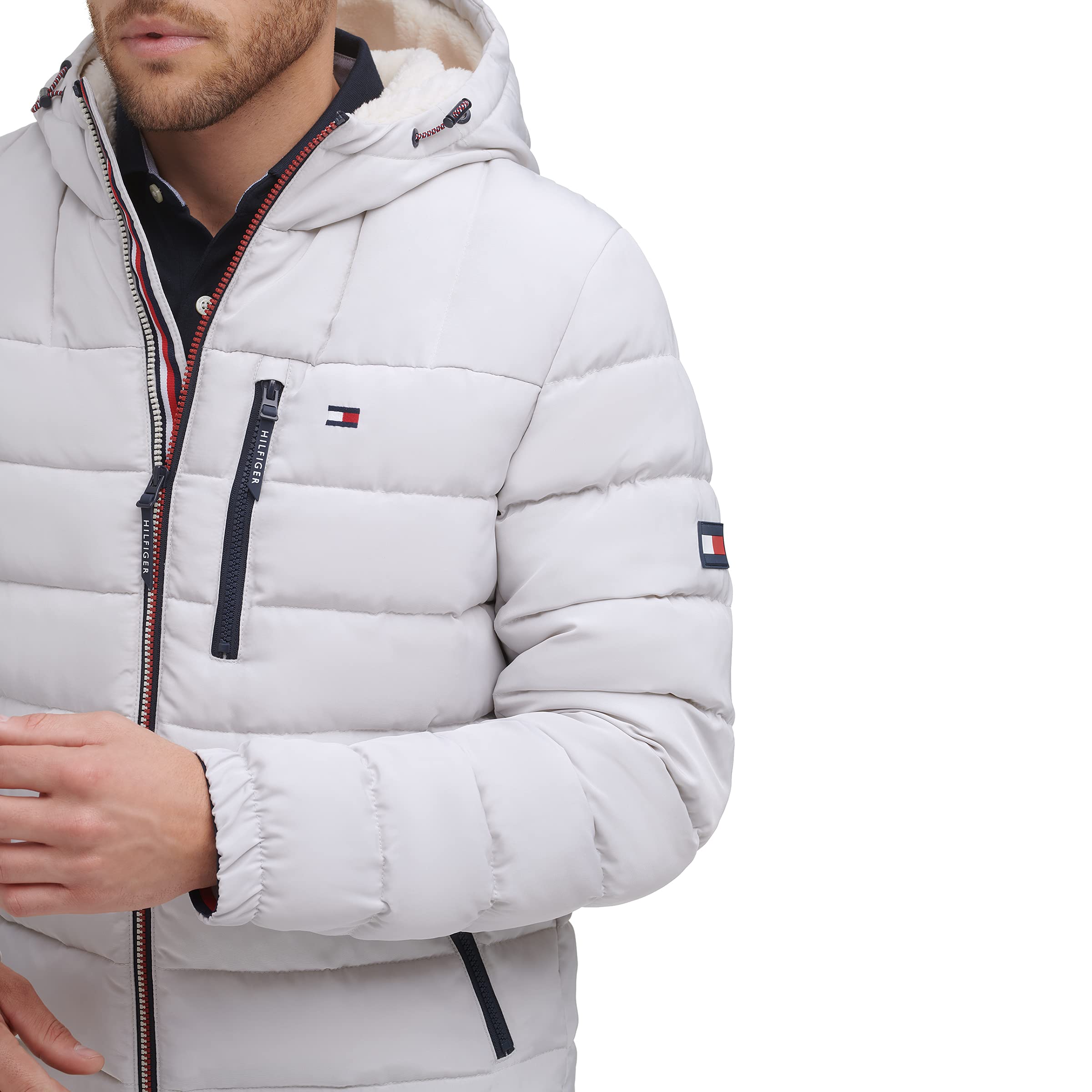 Tommy Hilfiger Men's Midweight Sherpa-Lined Hooded Water-Resistant Puffer Jacket | Winter Warm Coat for Outdoor Activities & Casual Wear