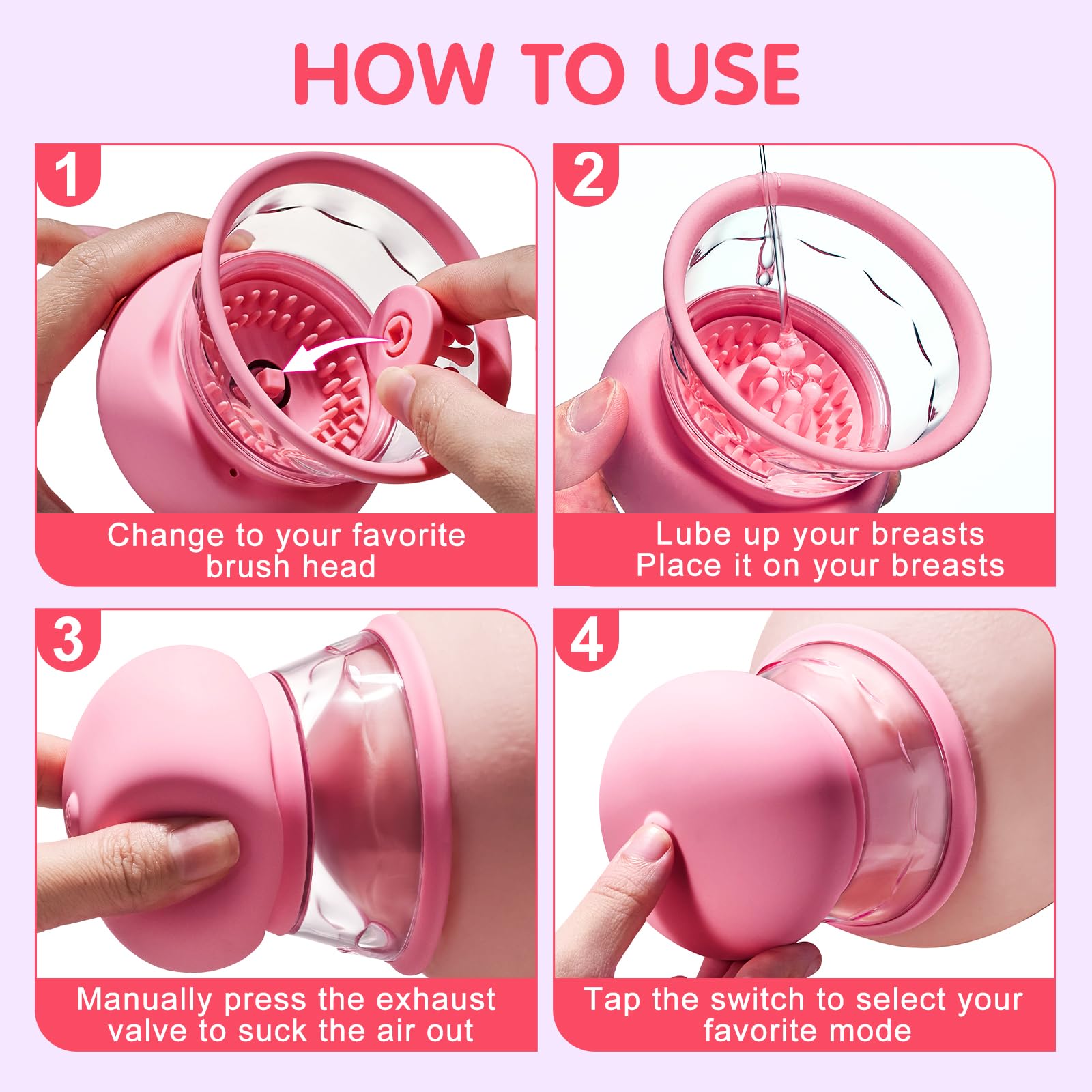 Rechargeable Nipple Vibrator for Women - 10 Powerful Suction & Vibration Modes with 3 Brush Heads, Adult Sex Toy for Couples Pleasure & Sensual Massage | Perfect for Foreplay, Solo Play & Intimate Moments