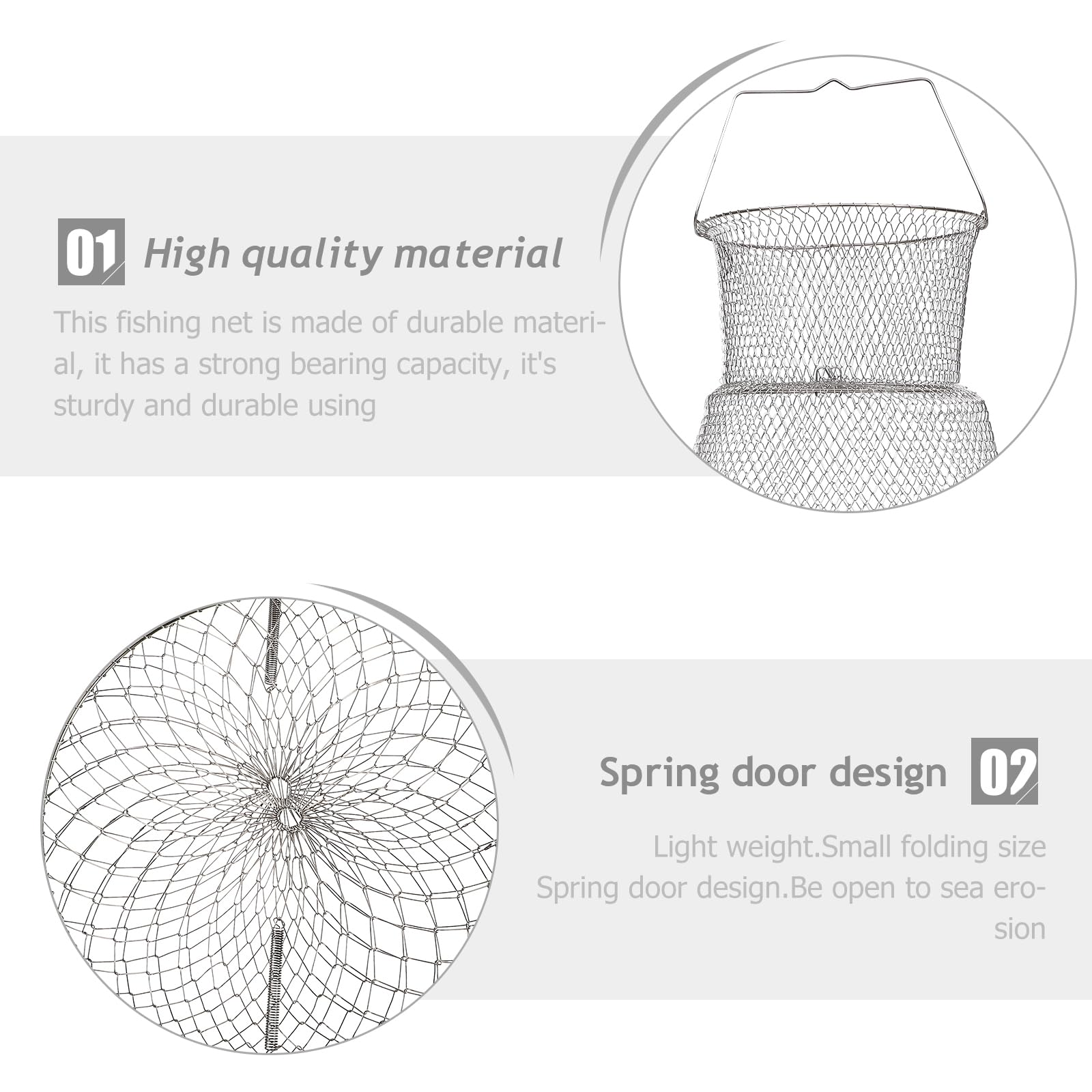Foldable Stainless Steel Fishing Basket - Collapsible Mesh Fish Net for Crawfish, Crab, Shrimp & Lobster | Portable Fishing Gear for Minnows & Smelt | Ideal for Camping, Kayaking & Shore Fishing