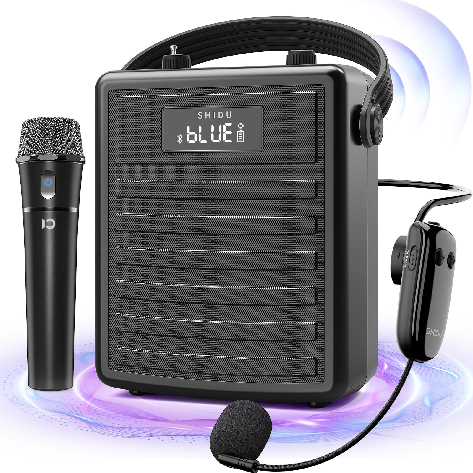 SHIDU Professional Portable Voice Amplifier with Wireless UHF Microphone & Bluetooth Speaker - Headset & Handheld Mic Included - Ideal for Teachers, Meetings, Speeches, Outdoor Events & Public Speaking