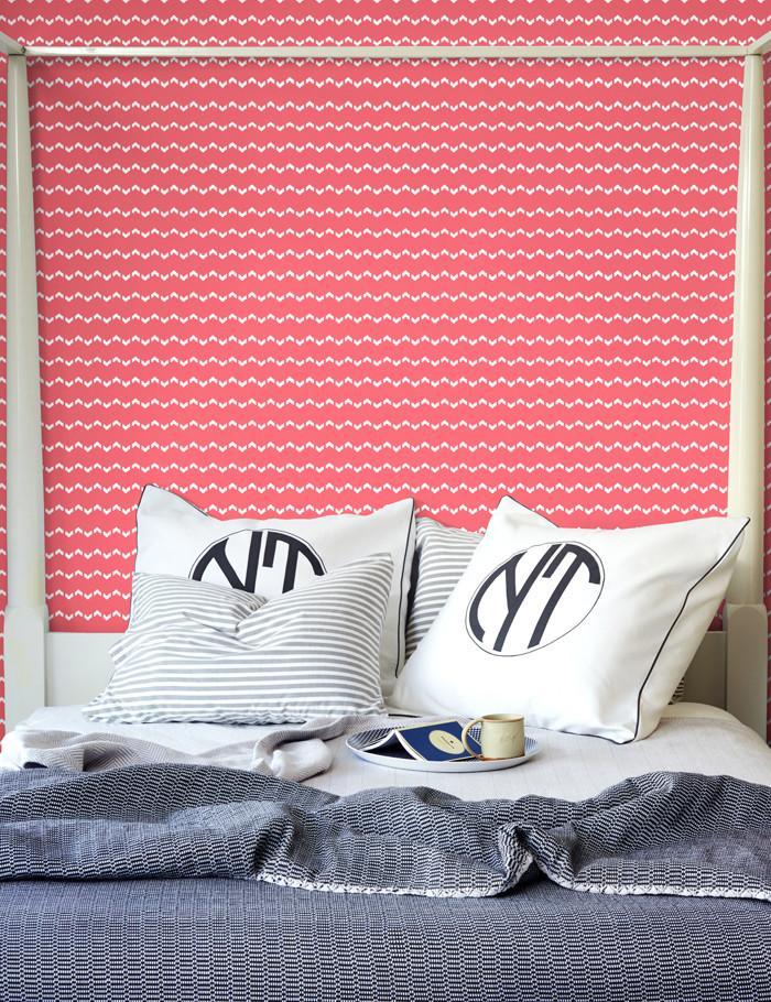 Fes Zag Flamingo Wallpaper by Wallshoppe - Tropical Pink Flamingo Peel and Stick Wallpaper for Bedroom, Bathroom & Nursery Decor