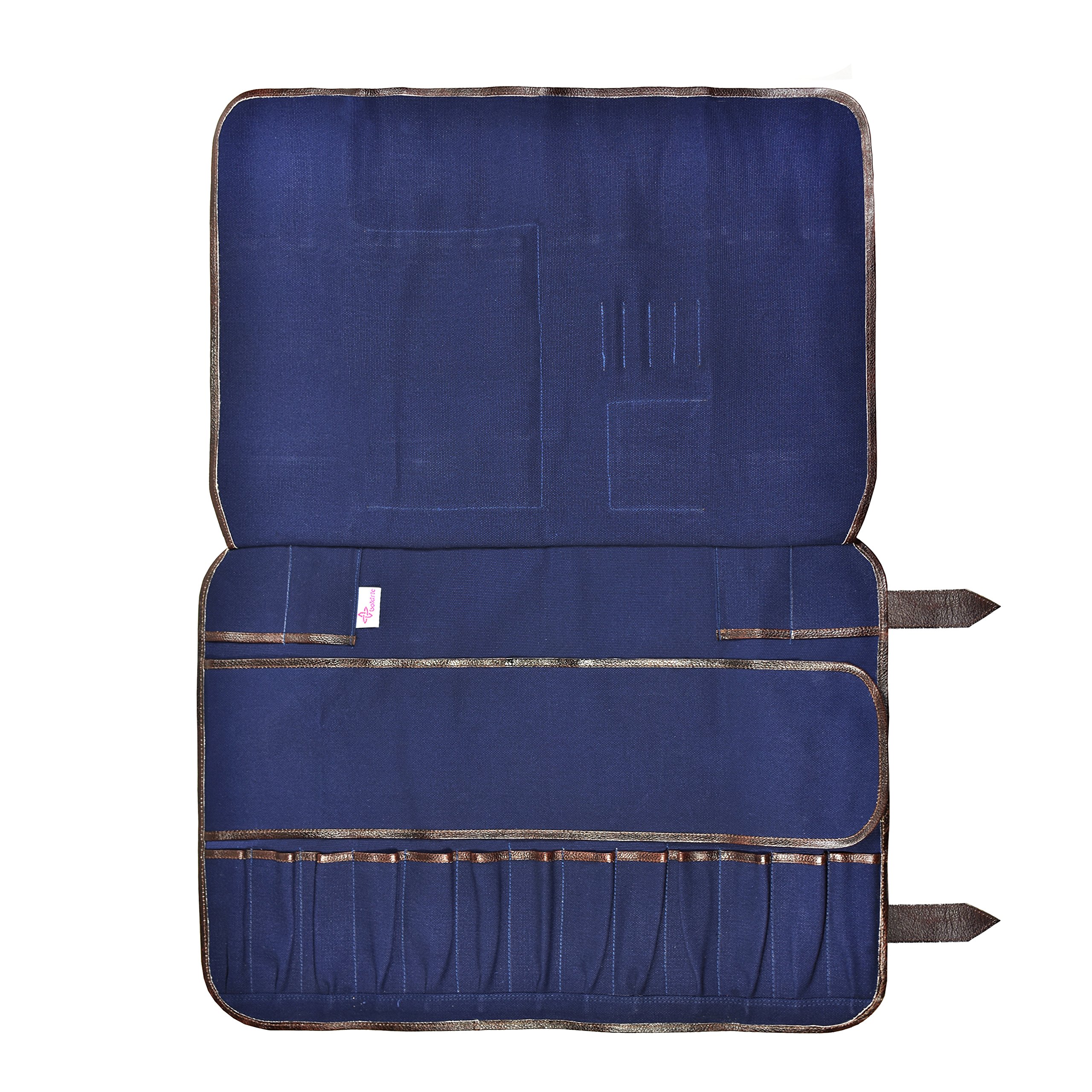 Boldric 17-Pocket Professional Chef Knife Roll Bag with Shoulder Strap - Heavy Duty Canvas Knife Case Organizer for Kitchen Tools, Utensils, Pens & Accessories (Navy) - Perfect for Chefs, Culinary Students & Traveling Cooks