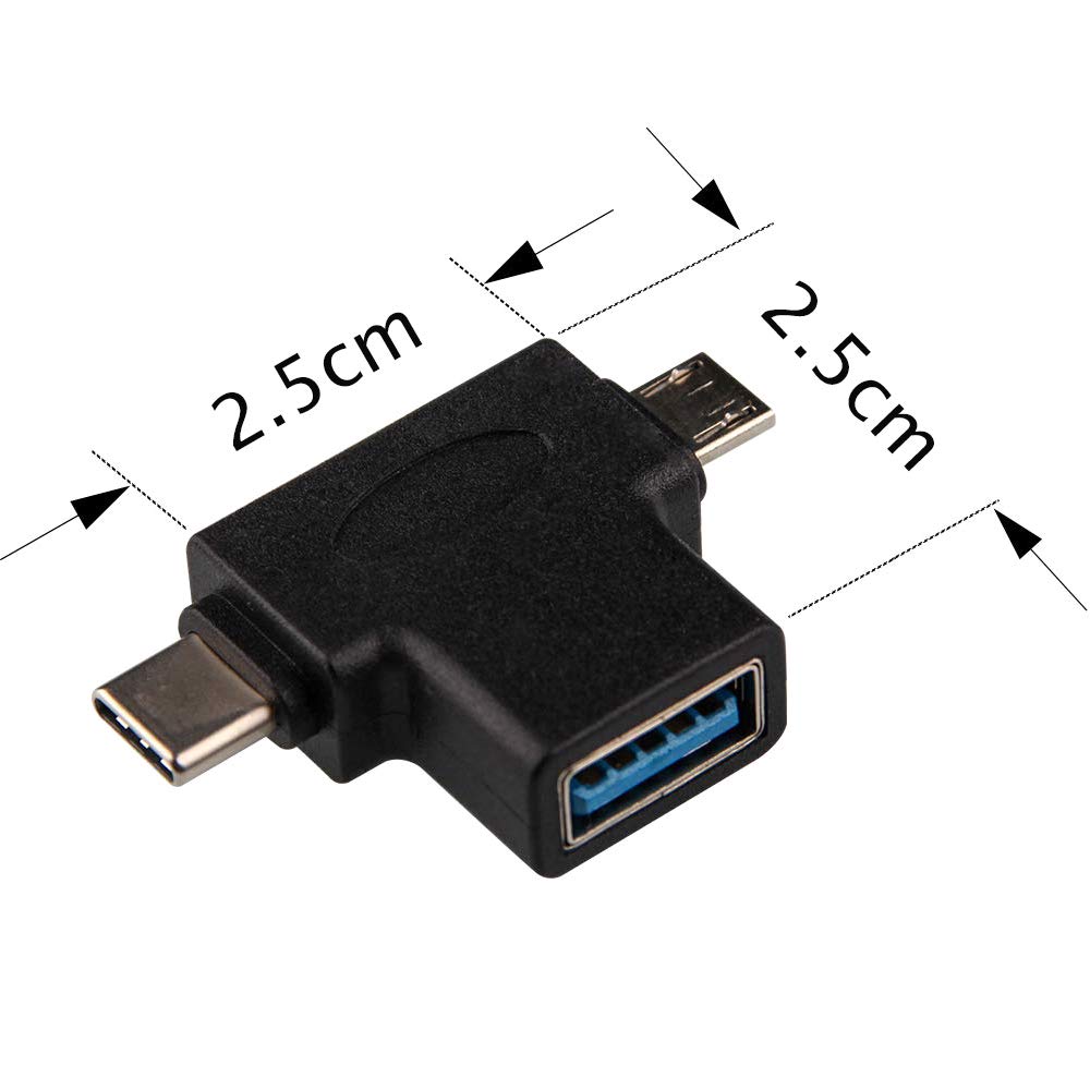 VMOJO 2-in-1 OTG Converter - USB 3.0 to Micro USB & Type C Adapter - Dual USB 3.0 Female to Micro USB Male & USB-C Male Connector (2 Pack) - Perfect for Smartphones, Tablets & Data Transfer