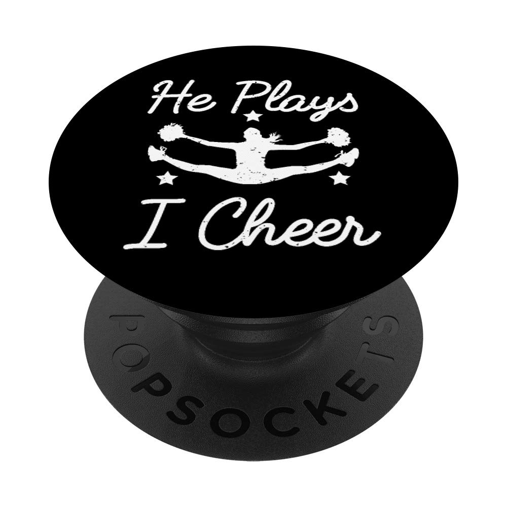He Plays I Cheer Cheerleading Boyfriend PopSockets Phone Grip & Stand - Perfect for Game Day, Couples & Sports Fans