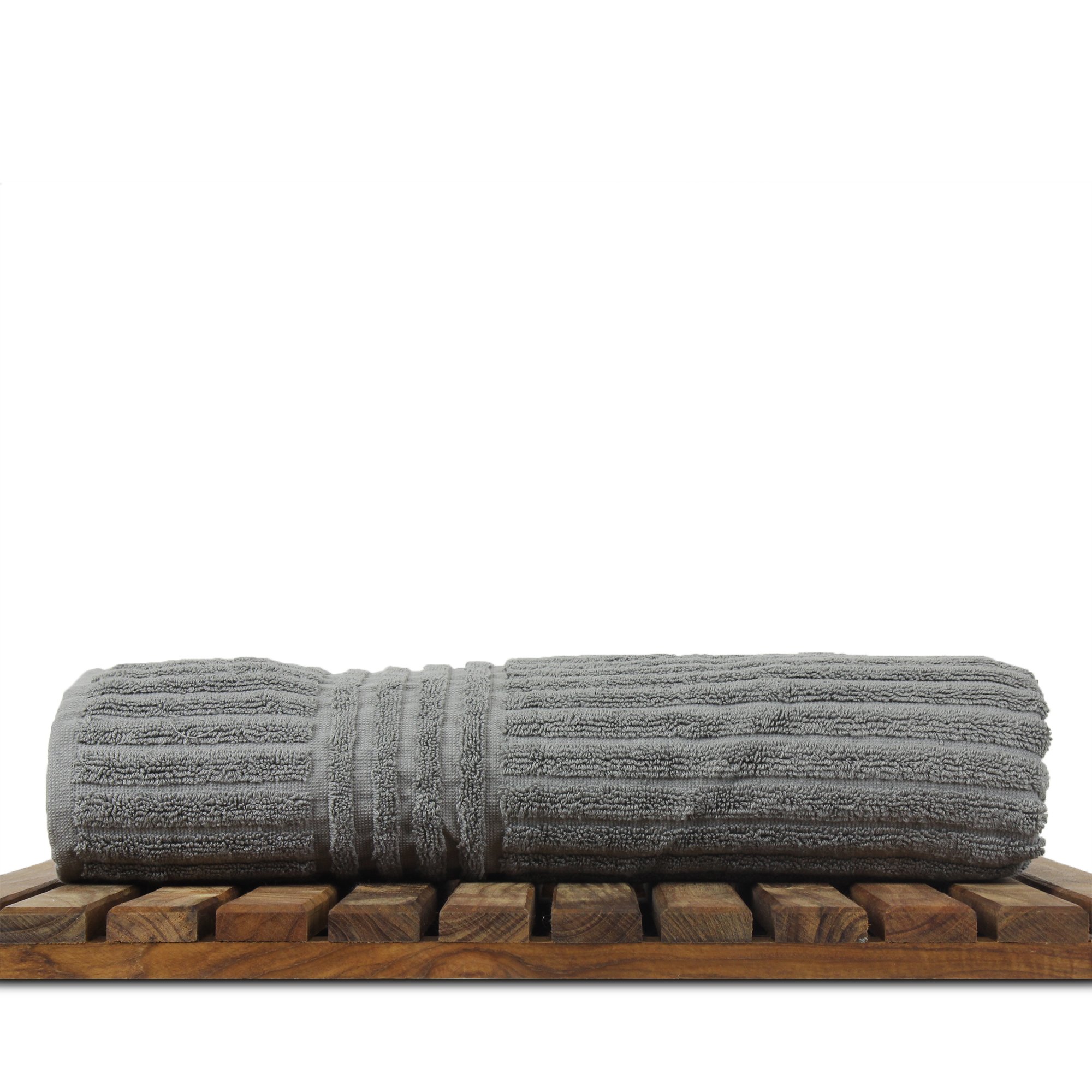 Premium 100% Genuine Turkish Cotton Luxury Bath Towel Set - Ultra Soft Hotel & Spa Quality, Striped Gray, 4-Piece Set for Bathroom, Beach, and Gift Giving