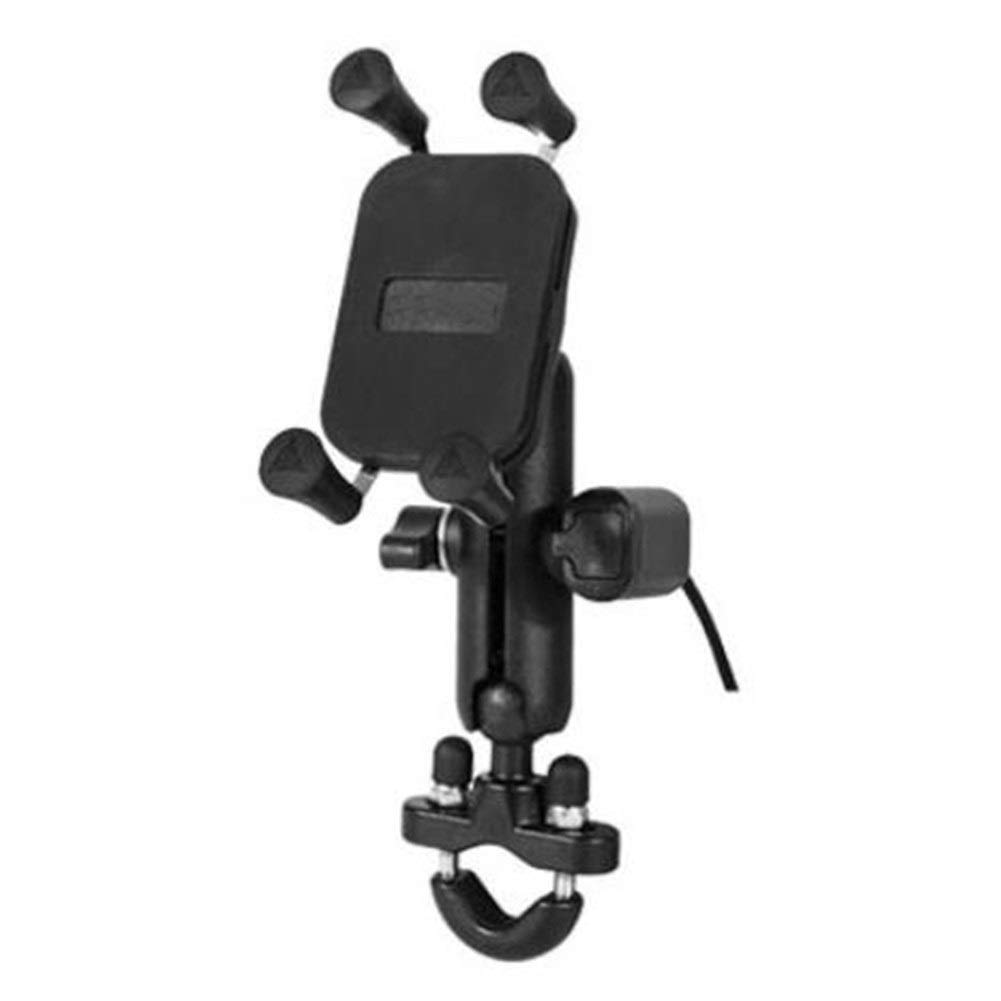 Universal Motorcycle Phone Mount - Aluminum Bike Phone Holder for iPhone & Smartphones - GPS Bracket with Handlebar Charging Port - Perfect for Road Trips & Adventure Riding
