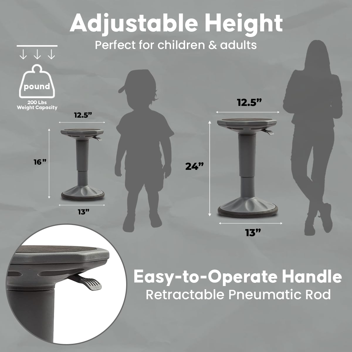 Adjustable Wobble Stool for Kids & Teens - Ergonomic Flexible Seating for Classroom & Homeschool - Height Adjustable 17