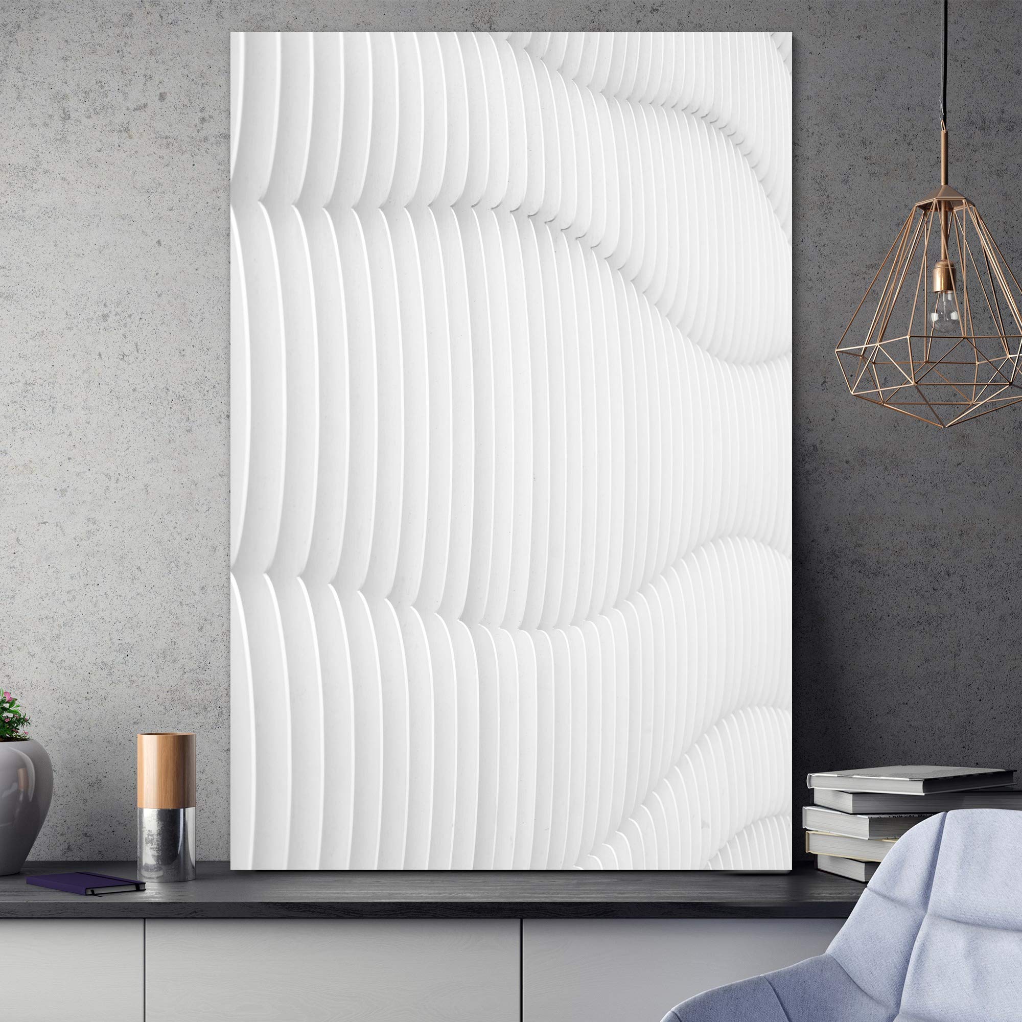 Modern White Building Pattern Canvas Wall Art - 12x18 Inches Architecture & Maps Print for Chic Home & Office Decor | Perfect for Living Room, Bedroom or Workspace