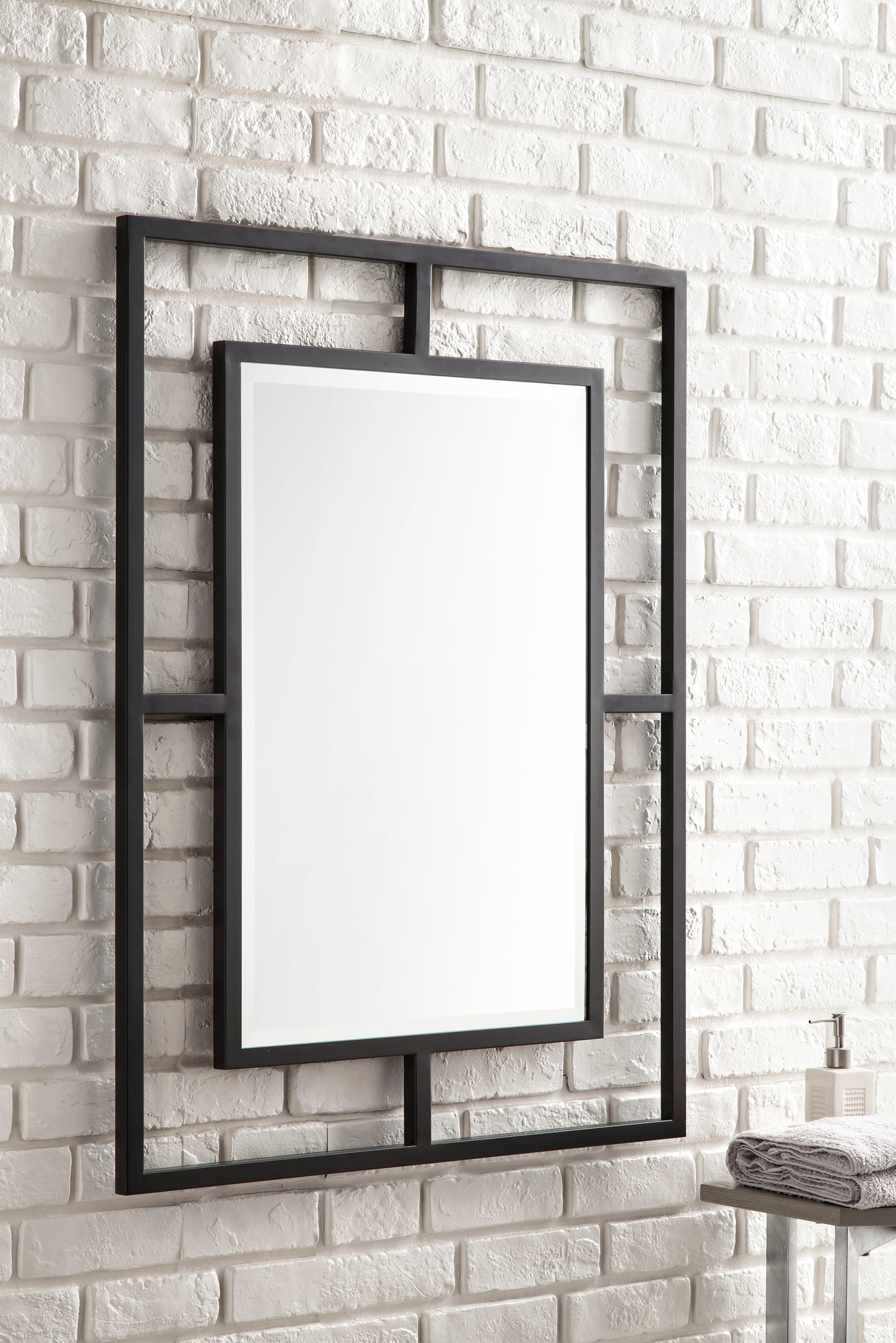 Boston 30-Inch Rectangular Wall Mirror in Matte Black - Perfect for Bathroom, Bedroom & Entryway Decor