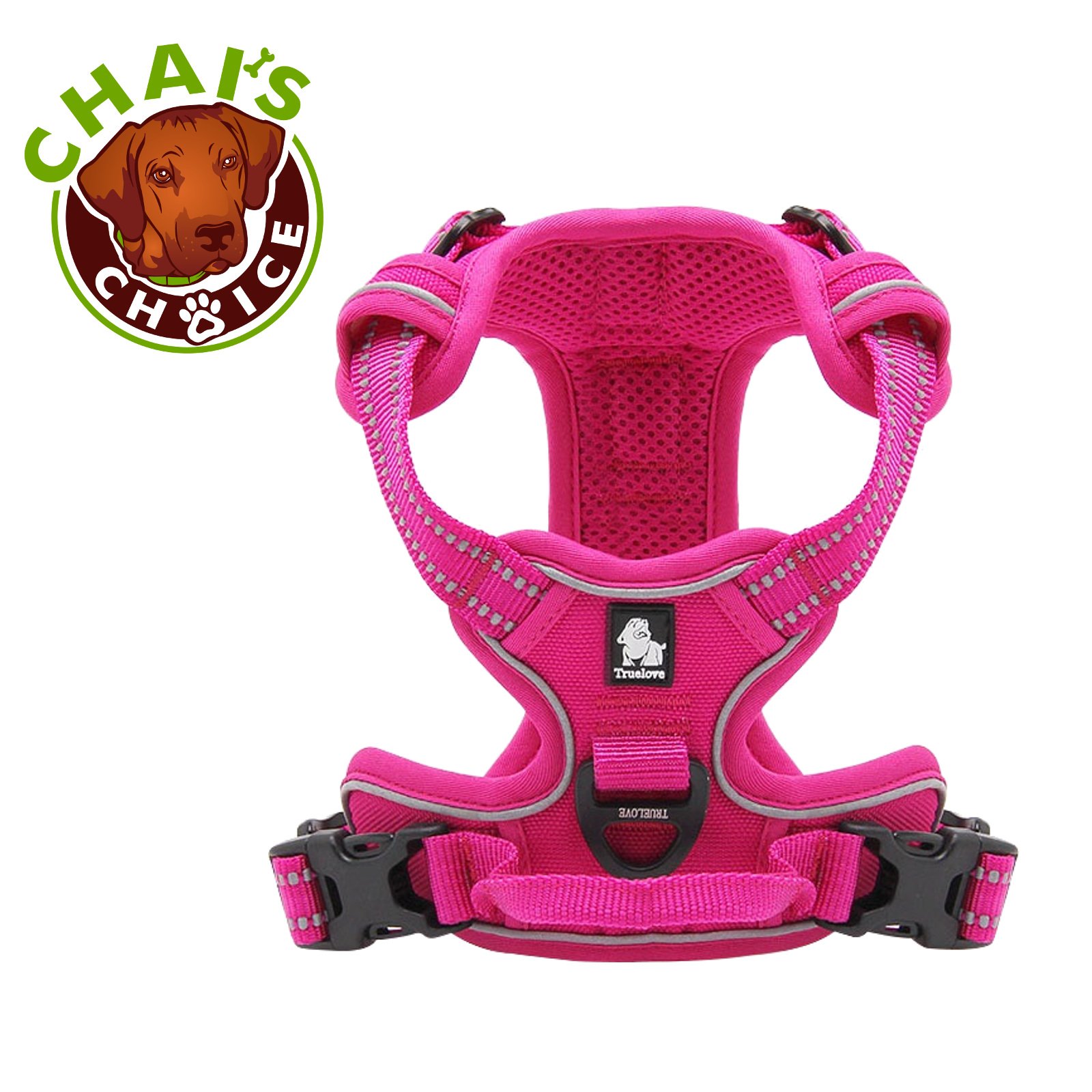 Chai's Choice No-Pull Dog Harness Vest - Medium Size Fuchsia | Adjustable Soft Padded Pet Harness with 3M Reflective Strips | Escape-Proof & Choke-Free Design for Small to Medium Dogs | Perfect for Walking, Running, Hiking & Nighttime Safety