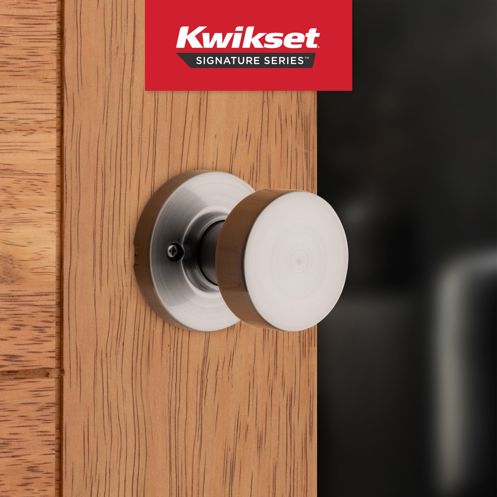 Kwikset Pismo Dummy Door Knob - Single Sided Non-Turning Interior Handle for Closets, French Doors & Pantry - Satin Nickel Finish with Microban Antimicrobial Protection - Perfect for Bedrooms, Bathrooms & Storage Areas