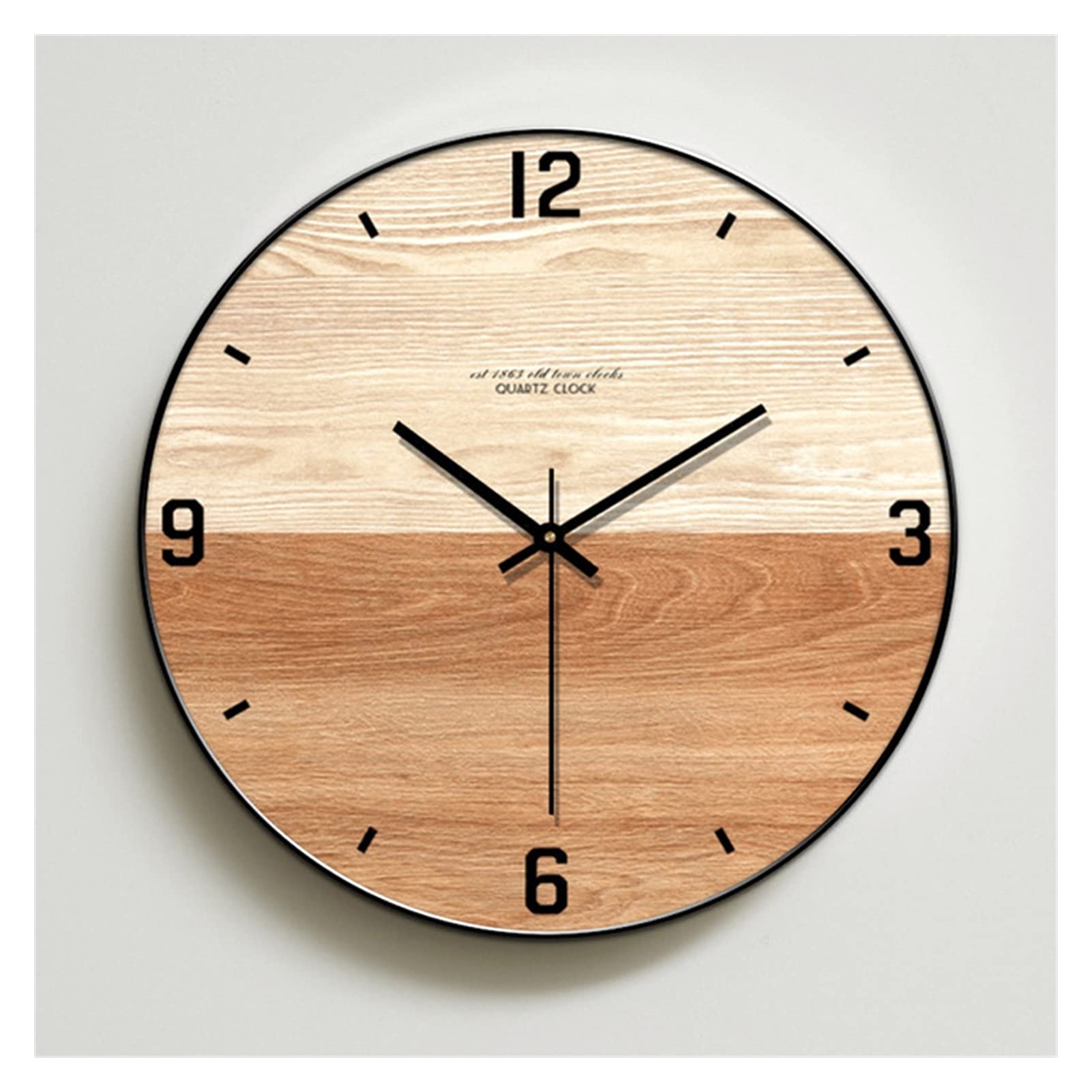 Modern Minimalist Wooden Wall Clock 14 Inch - Silent Non-Ticking, Nordic Style Home Decor for Bedroom, Living Room, Office - Red Wooden Wall Art with Easy-to-Read Numbers (Perfect for Home, Office & Gifts)