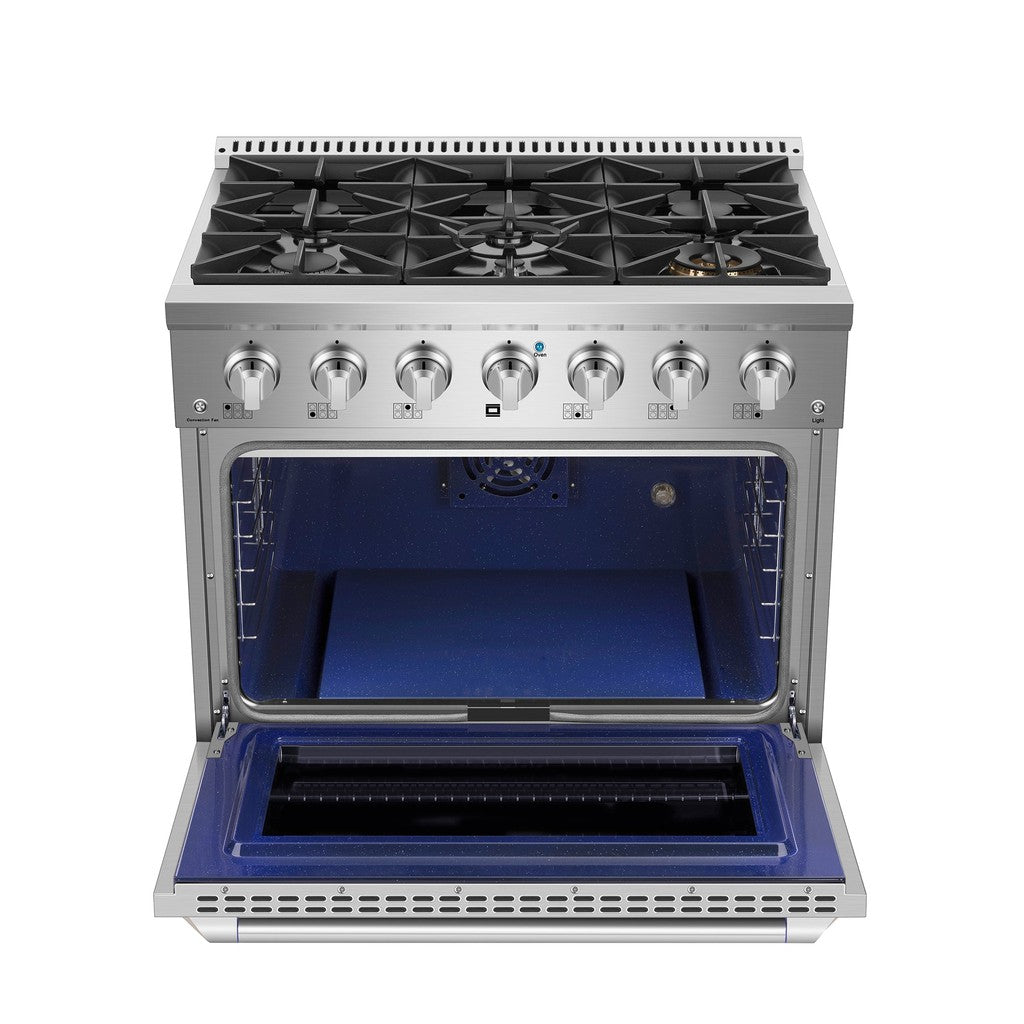 Empava 36 Inch Professional Style Freestanding Gas Range with 5 Burners - Stainless Steel (36GR08) - Perfect for Home Kitchens, Restaurants & Outdoor Cooking