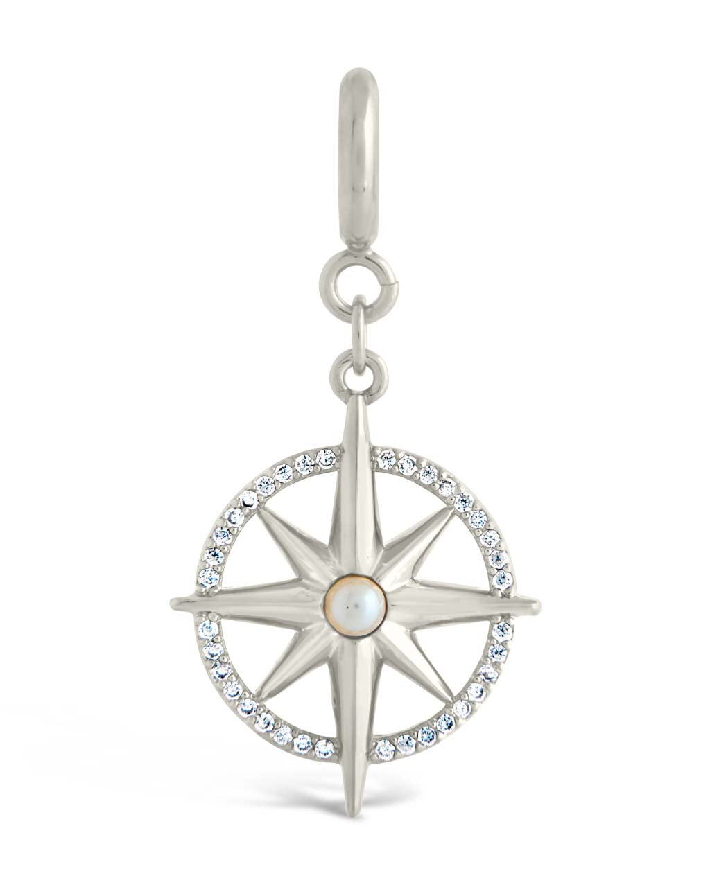 Pearl & Cubic Zirconia Travelers Compass Charm Pendant - Perfect for Necklaces, Bracelets & Travel Jewelry Gifts