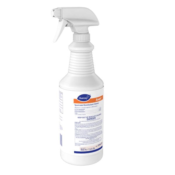 Diversey Avert Sporicidal Disinfectant Cleaner - 32 Oz Spray Bottle (12/Carton) | Hospital-Grade Disinfection for Healthcare, Schools & Commercial Use