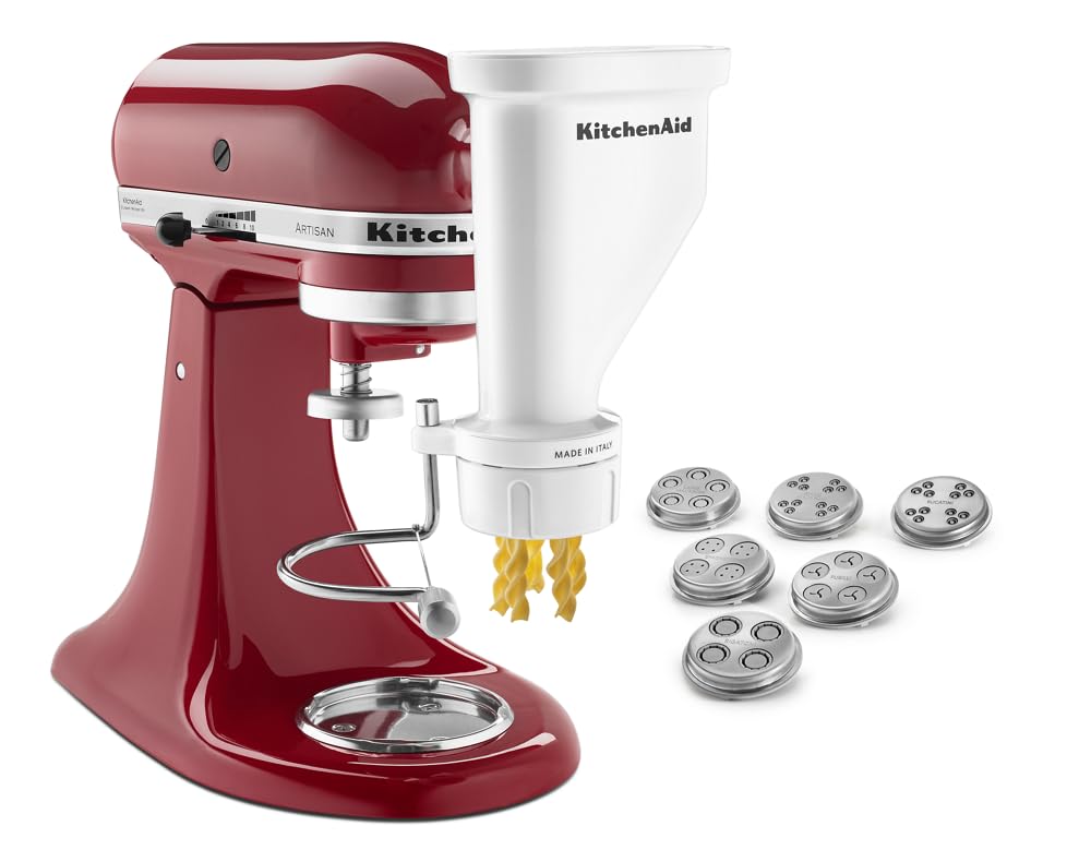 KitchenAid KSMPEXTA Gourmet Pasta Press Attachment - 6 Interchangeable Plates for Homemade Spaghetti, Fettuccine & More | Compatible with Stand Mixers | Perfect for Italian Cooking & Pasta Making at Home